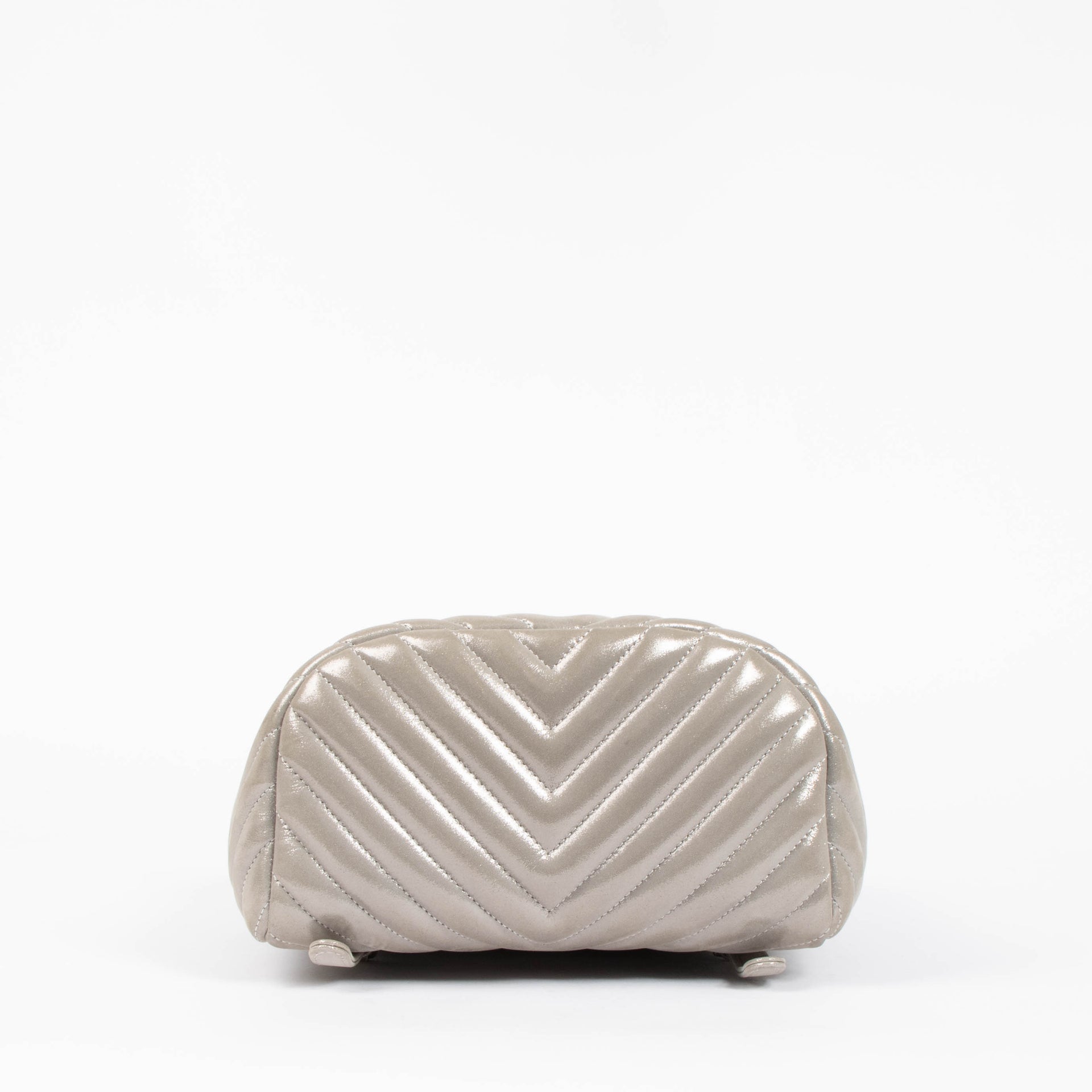 Chanel Metallic Silver Calfskin Chevron Urban Spirit Backpack