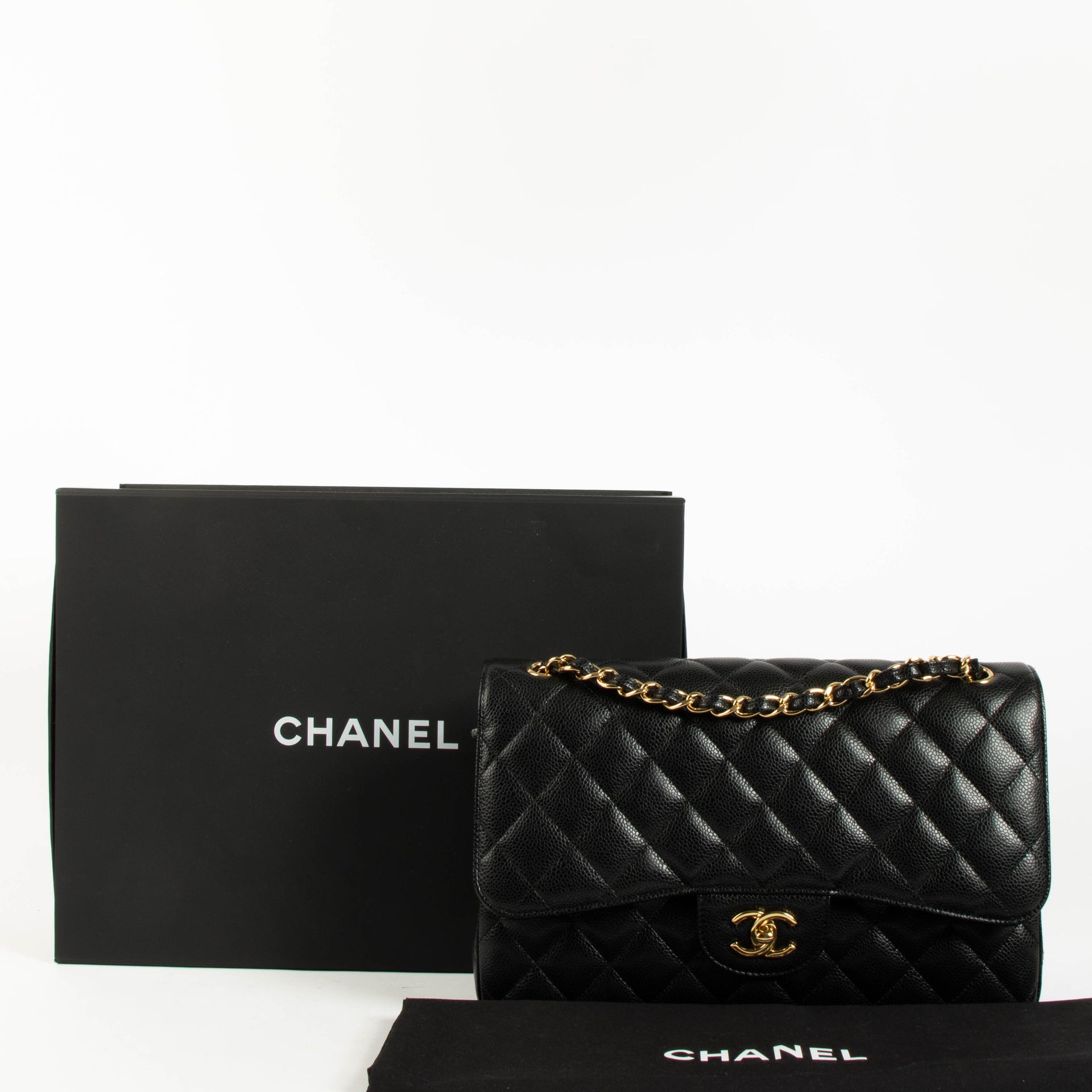 Chanel Black Caviar Large/Jumbo Classic Handbag