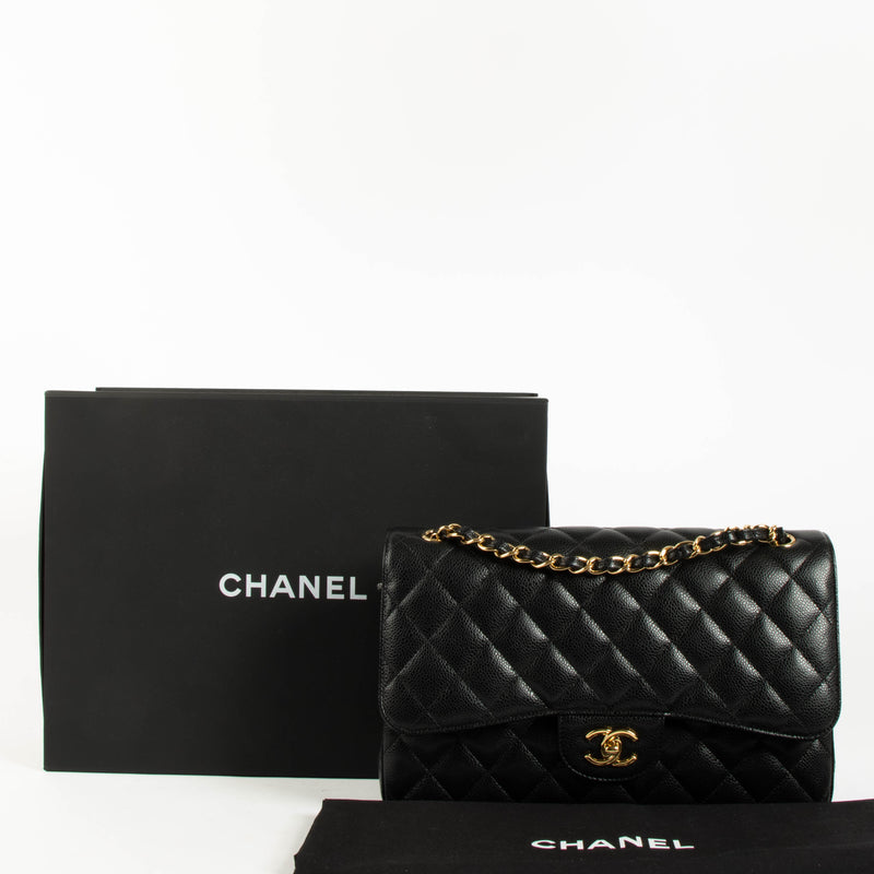 Chanel Black Caviar Large/Jumbo Classic Handbag