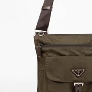 Shop the authentic Prada Khaki Green Nylon Crossbody Bag second hand on Labellov.com