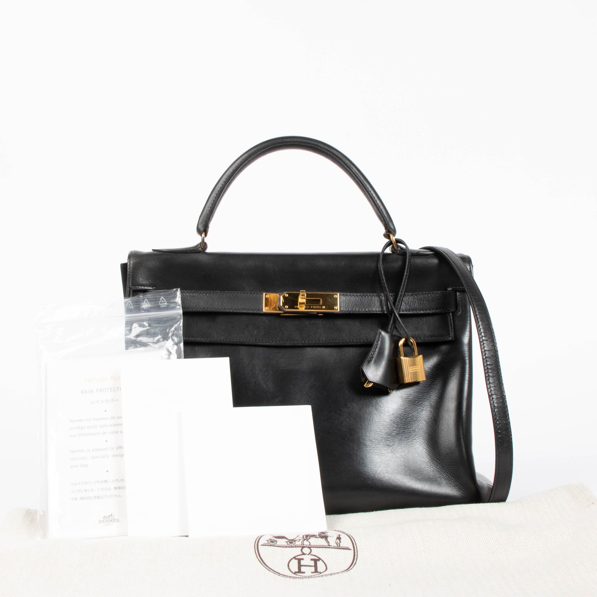 Hermès Vintage Kelly 32 Black Box GHW