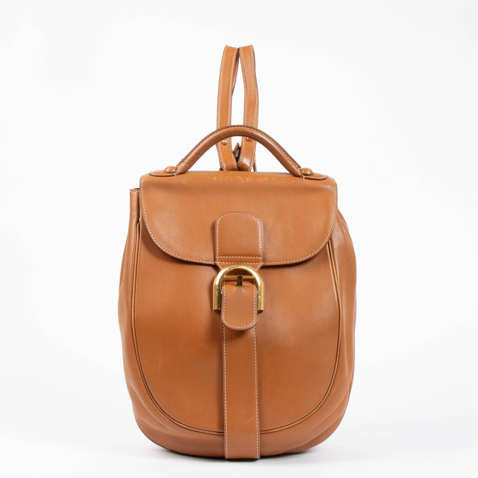Delvaux Cognac Mustang Cristal de Roche Backpack