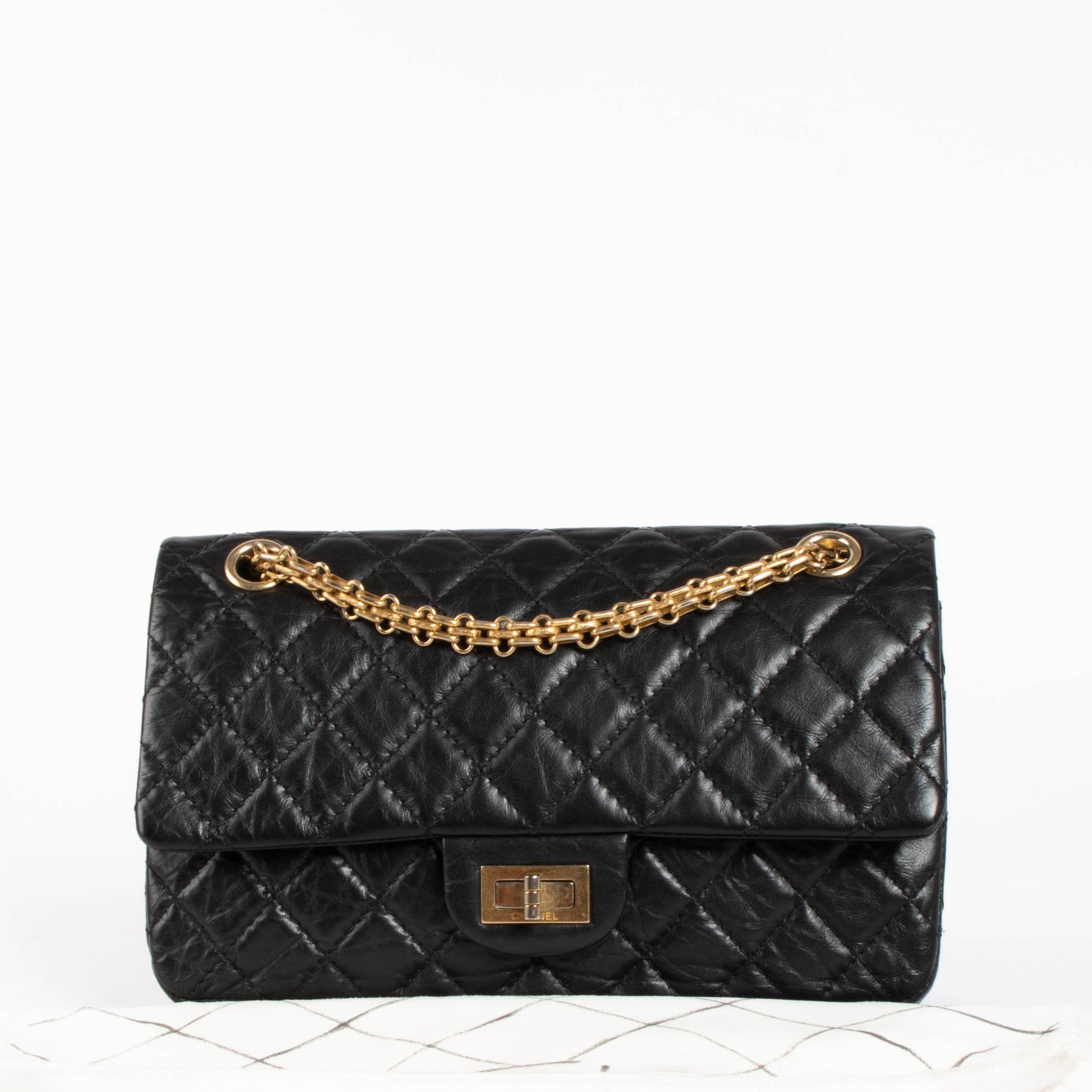 Chanel Black Aged Calfskin Medium 2.55 Reissue Bag
