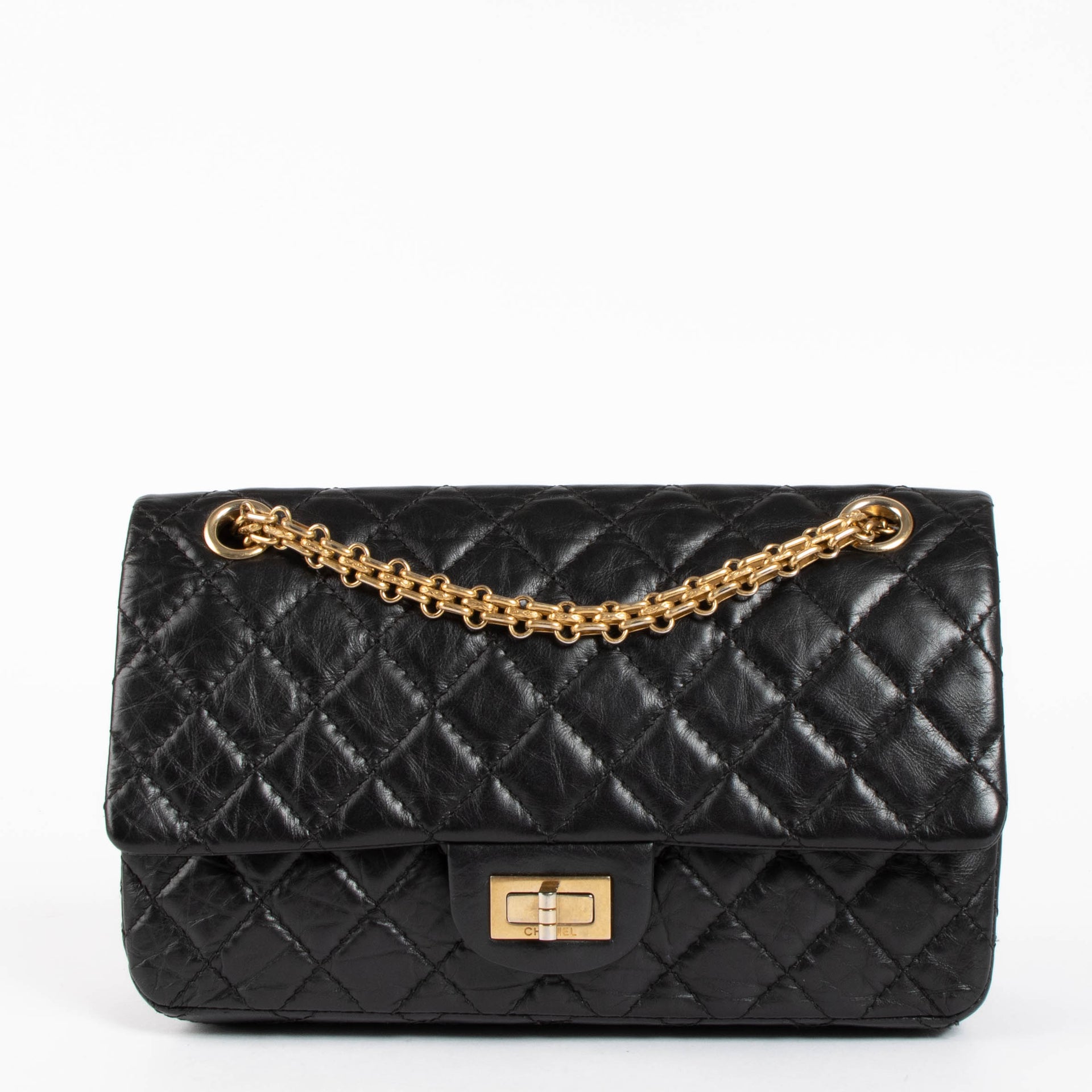 Chanel Black Aged Calfskin Medium 2.55 Reissue Bag
