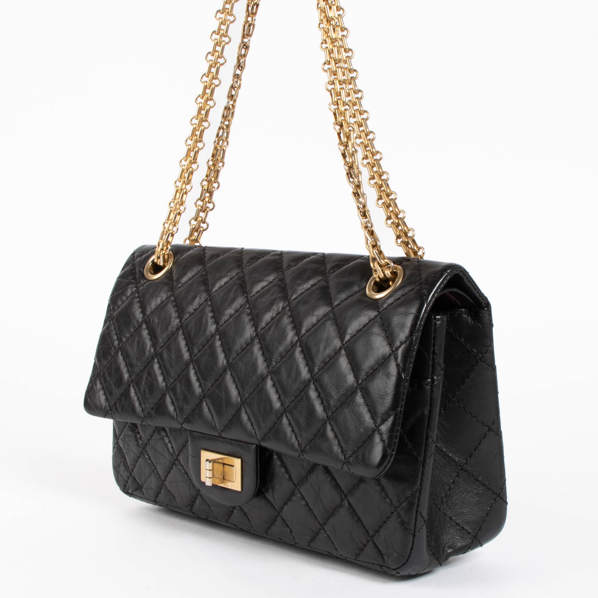 Chanel Black Aged Calfskin Medium 2.55 Reissue Bag