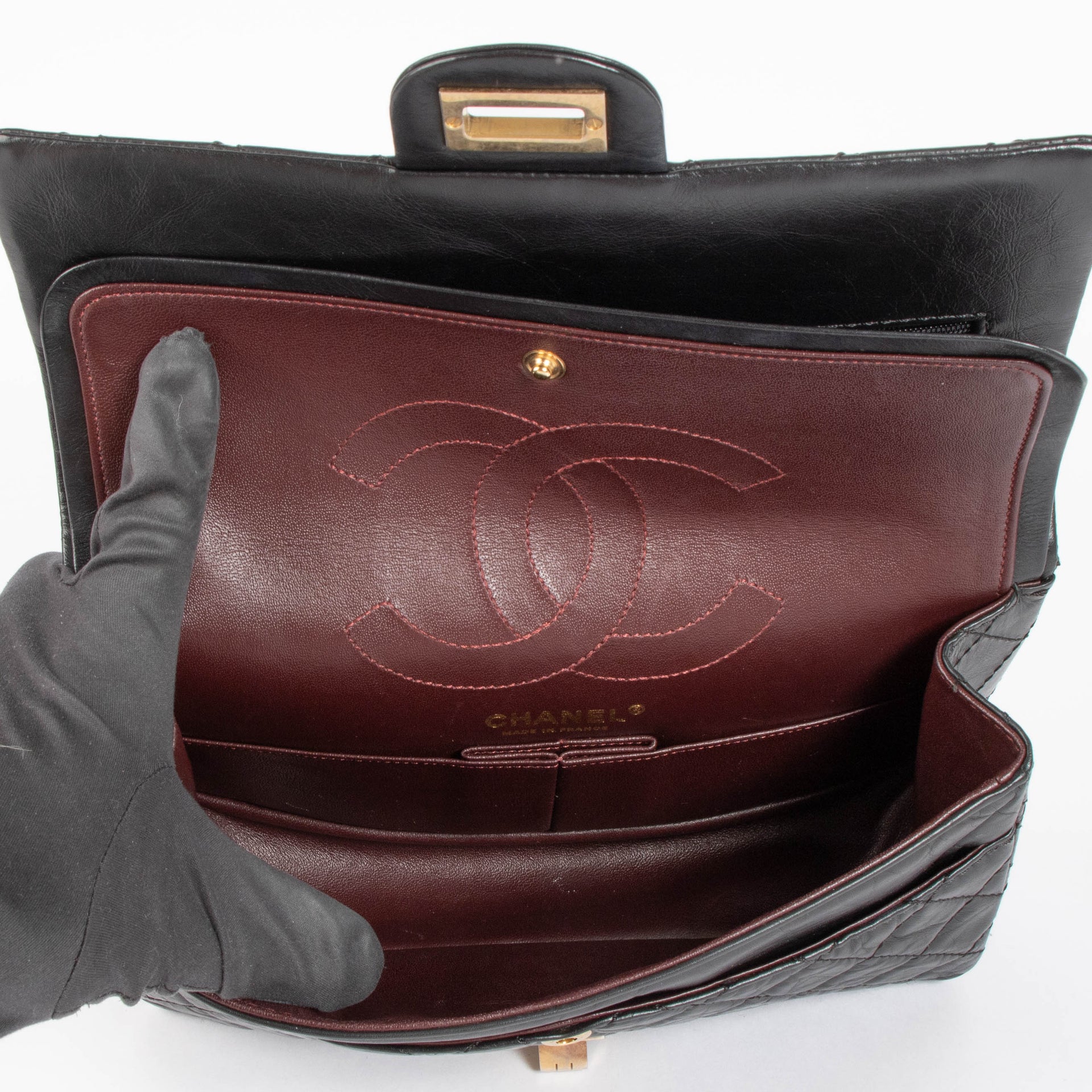 Chanel Black Aged Calfskin Medium 2.55 Reissue Bag
