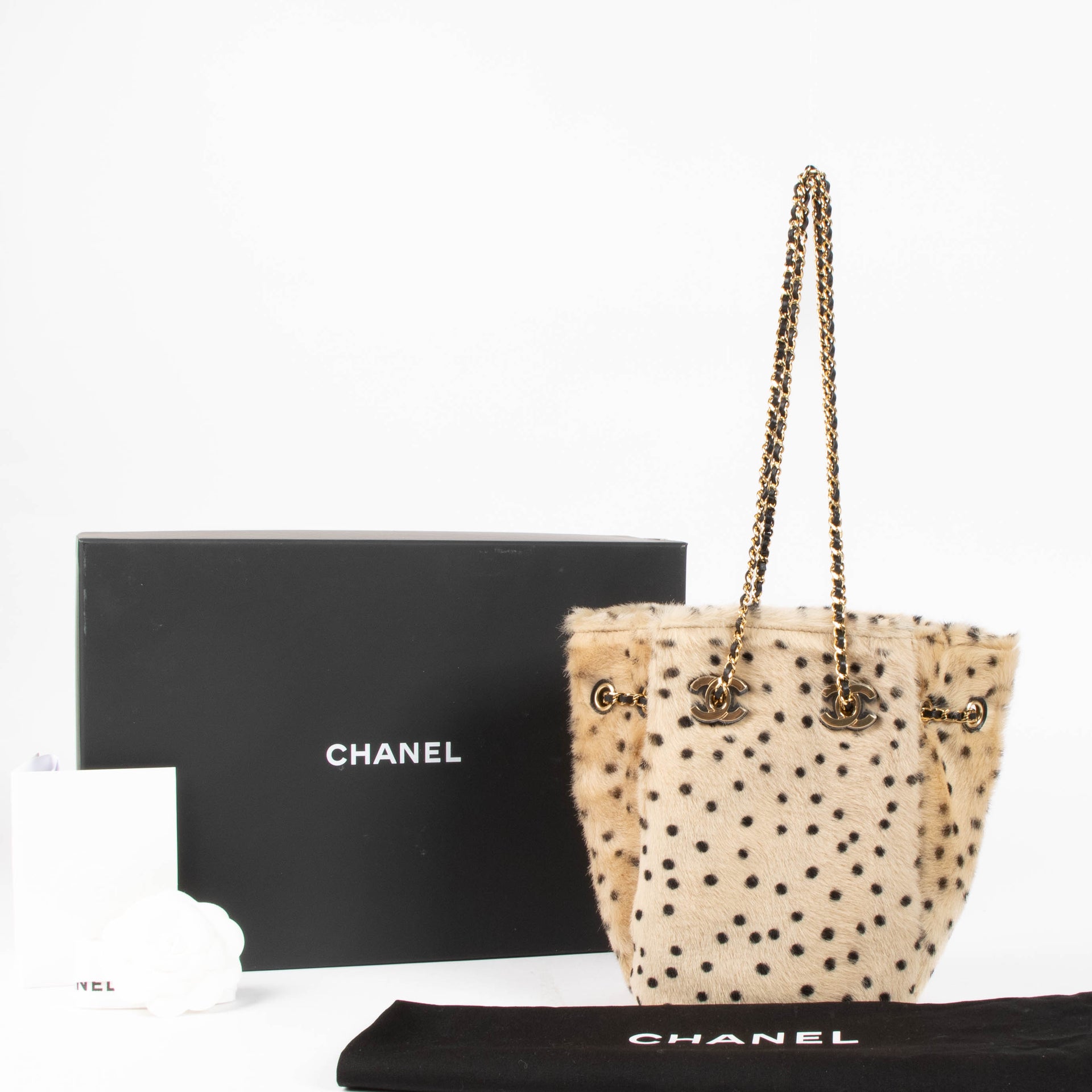 Chanel 26A Dalmatian Pony Hair Mini Bucket With Chain