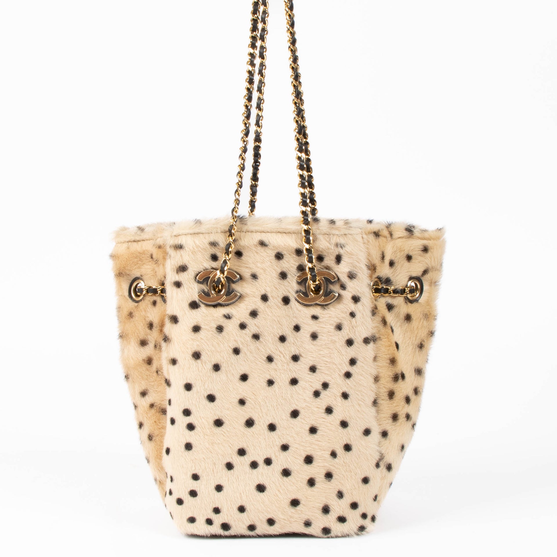 Chanel 26A Dalmatian Pony Hair Mini Bucket With Chain