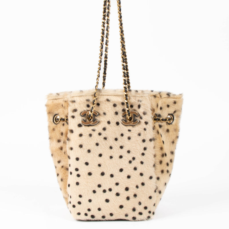 Chanel 26A Dalmatian Pony Hair Mini Bucket With Chain