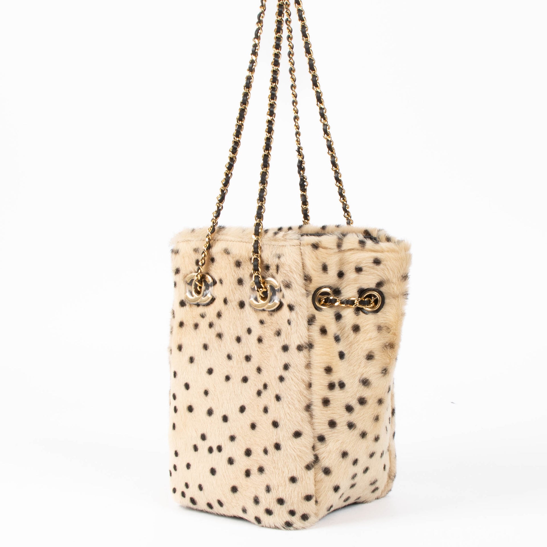 Chanel 26A Dalmatian Pony Hair Mini Bucket With Chain