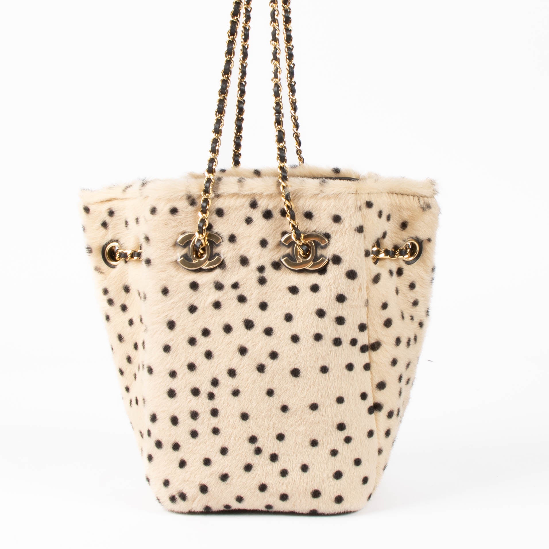 Chanel 26A Dalmatian Pony Hair Mini Bucket With Chain