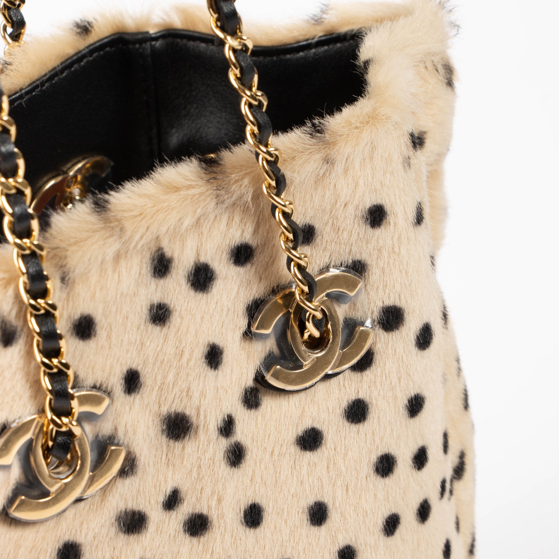 Chanel 26A Dalmatian Pony Hair Mini Bucket With Chain