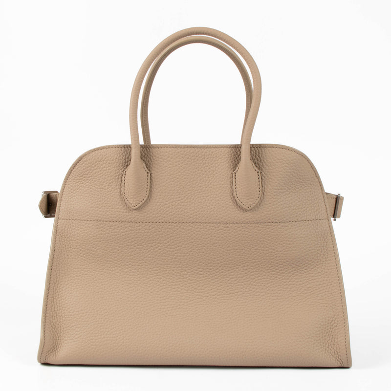 The Row Taupe Foncé Grained Calfskin Soft Margaux 12 Bag