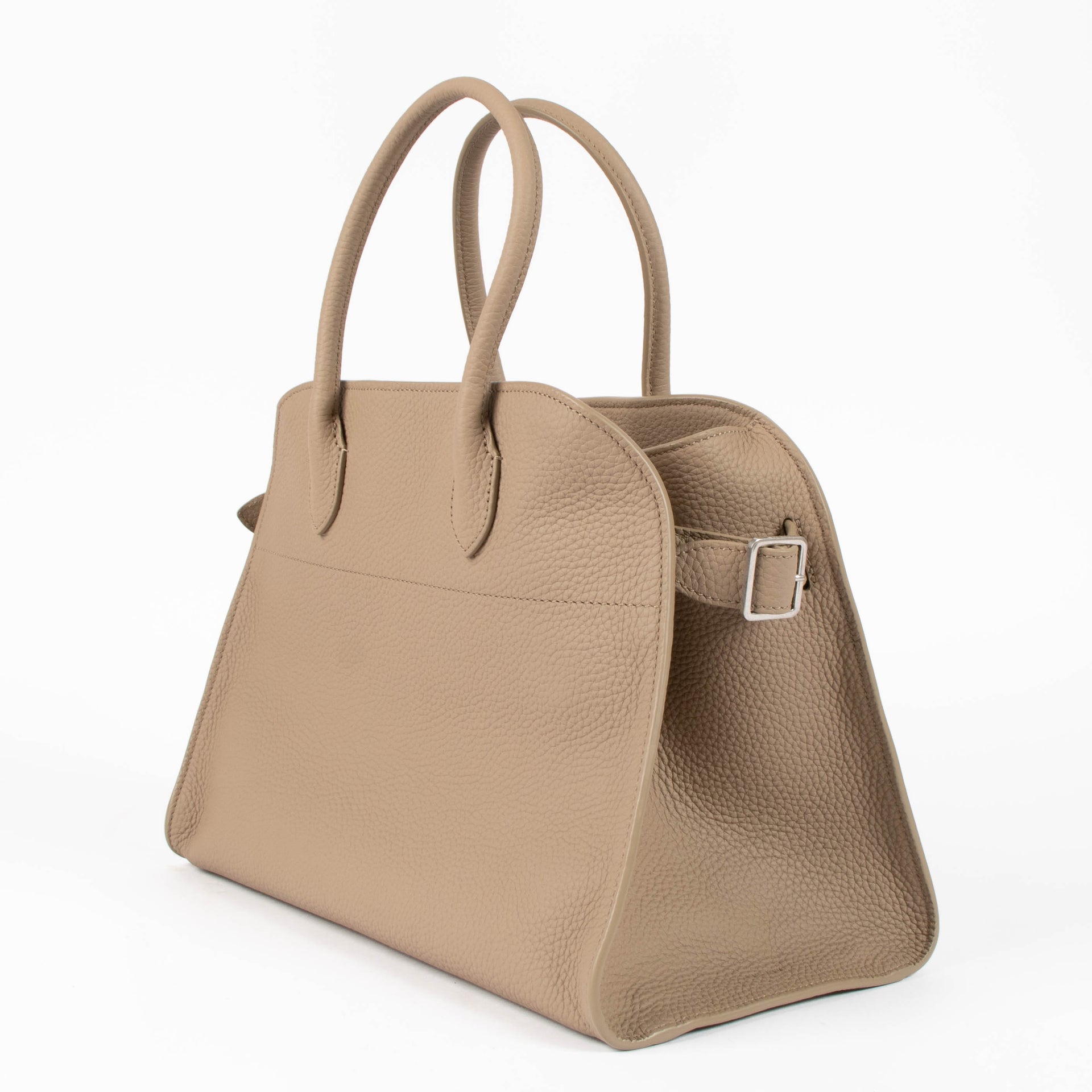 The Row Taupe Foncé Grained Calfskin Soft Margaux 12 Bag