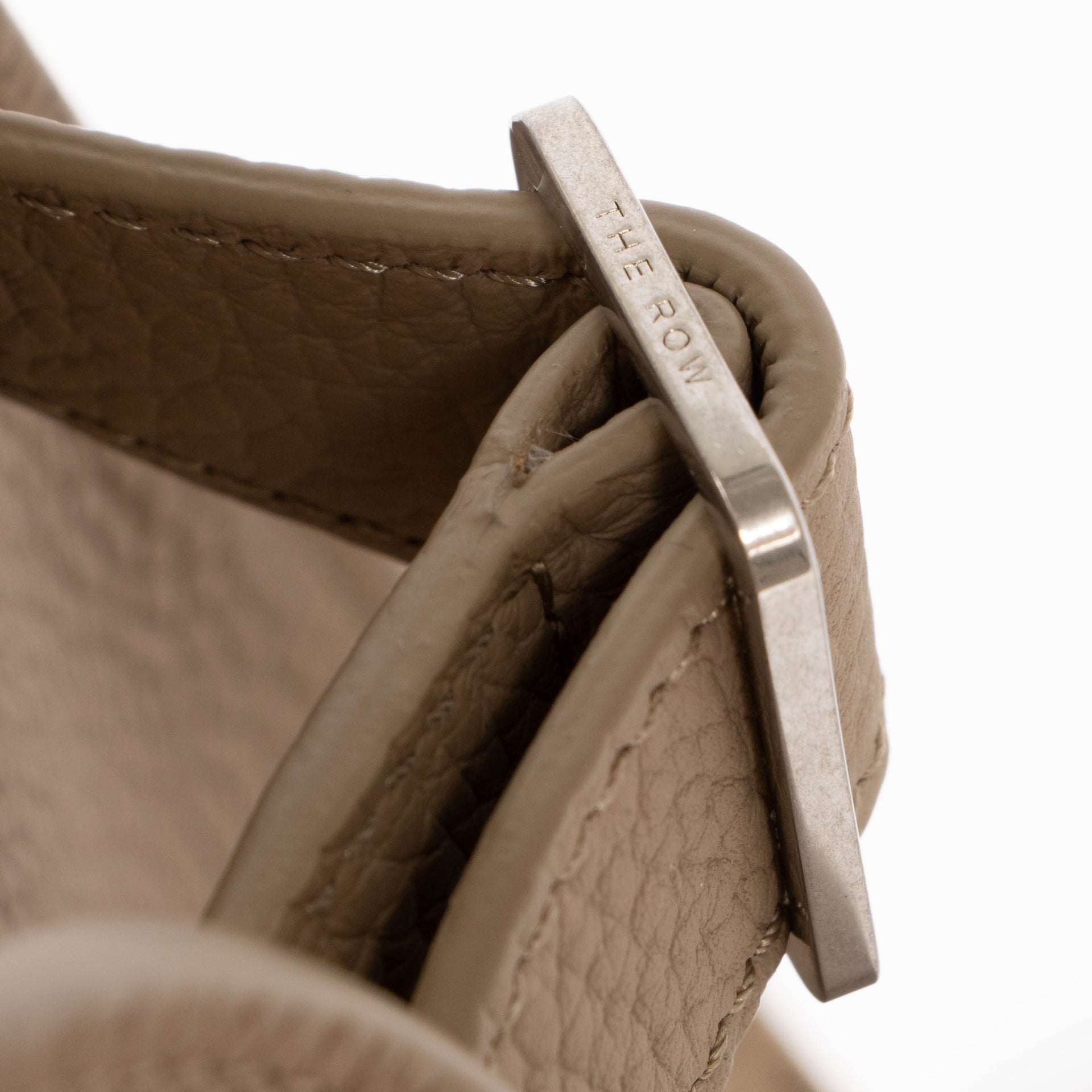 The Row Taupe Foncé Grained Calfskin Soft Margaux 12 Bag