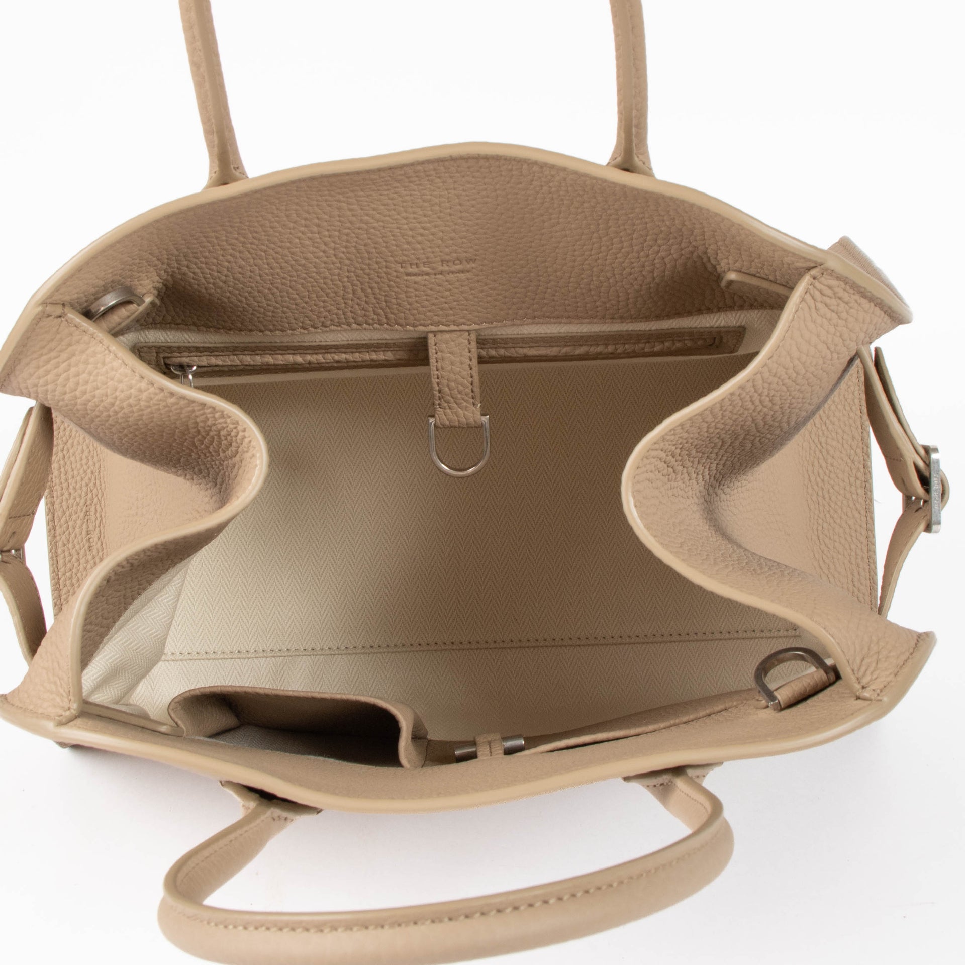 The Row Taupe Foncé Grained Calfskin Soft Margaux 12 Bag
