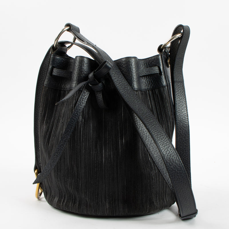 Shop this authentic Delvaux Blue Toile de Cuir Gibus Bucket Bag pre-loved on Labellov.com