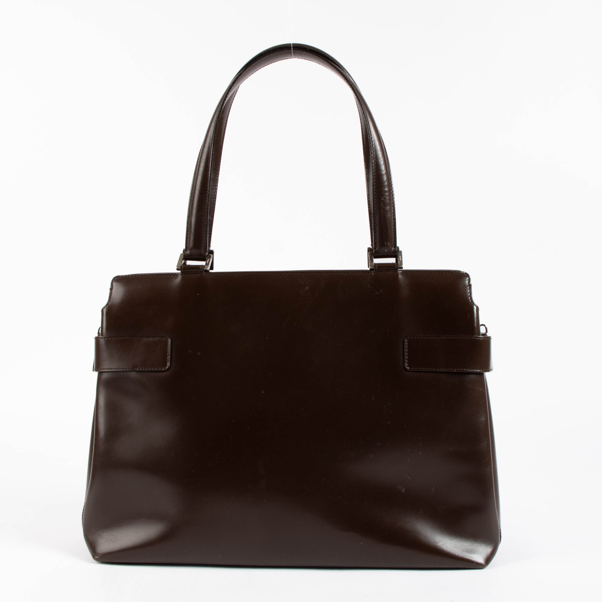 Ferragamo Brown Leather Gancini Tote Bag