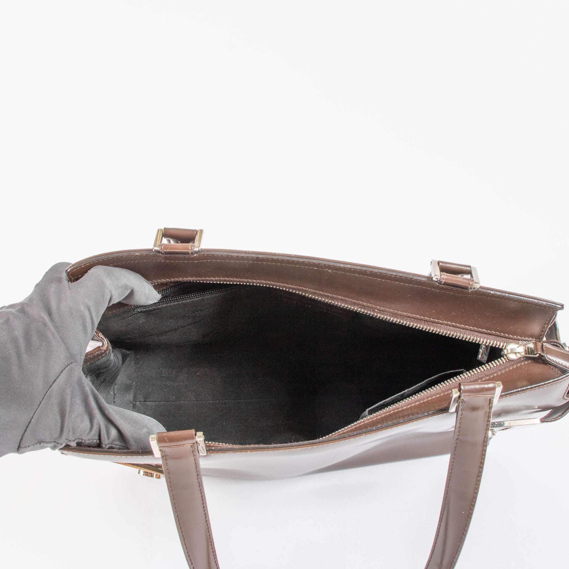 Ferragamo Brown Leather Gancini Tote Bag