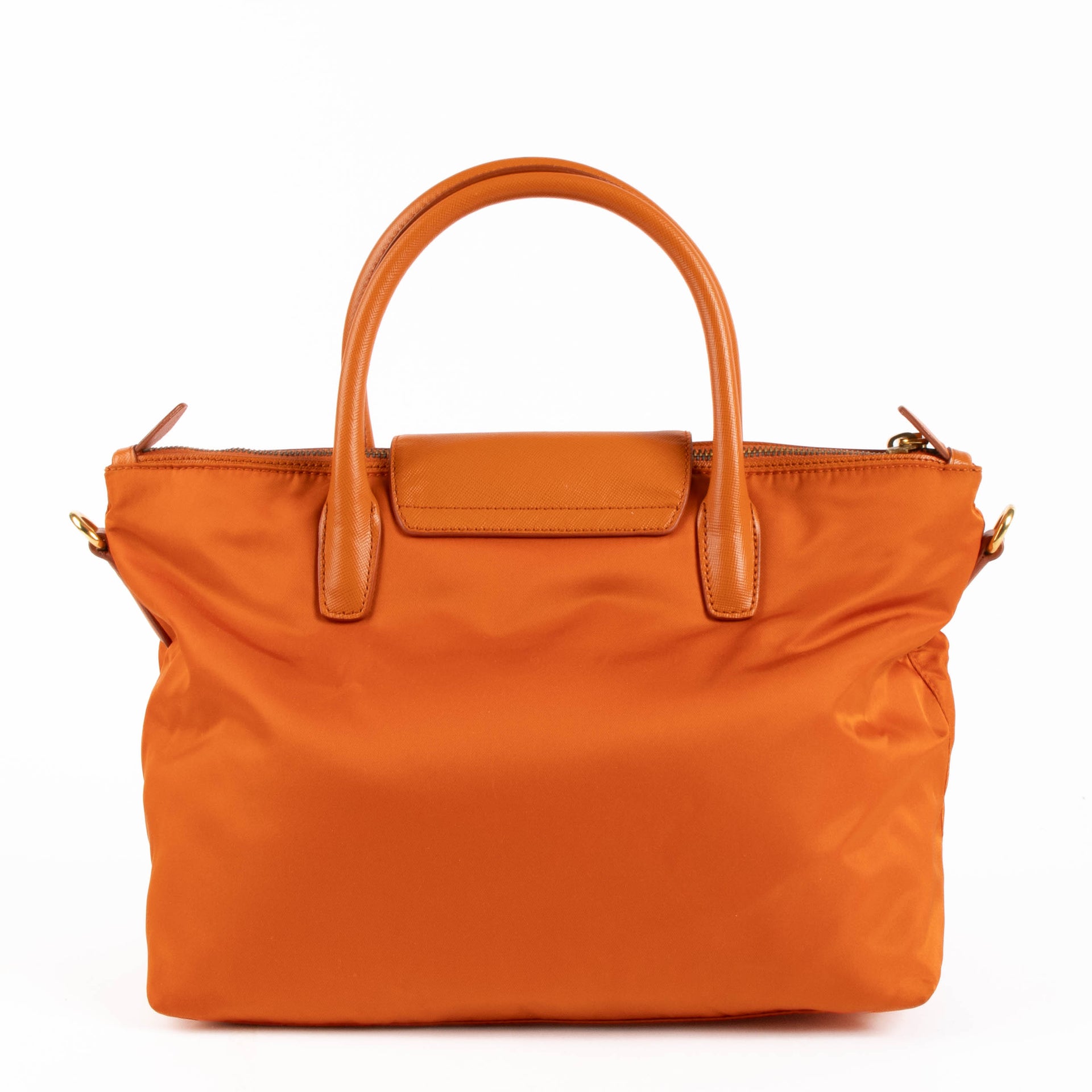 Prada Papaya Nylon/Saffiano Shopping Bag