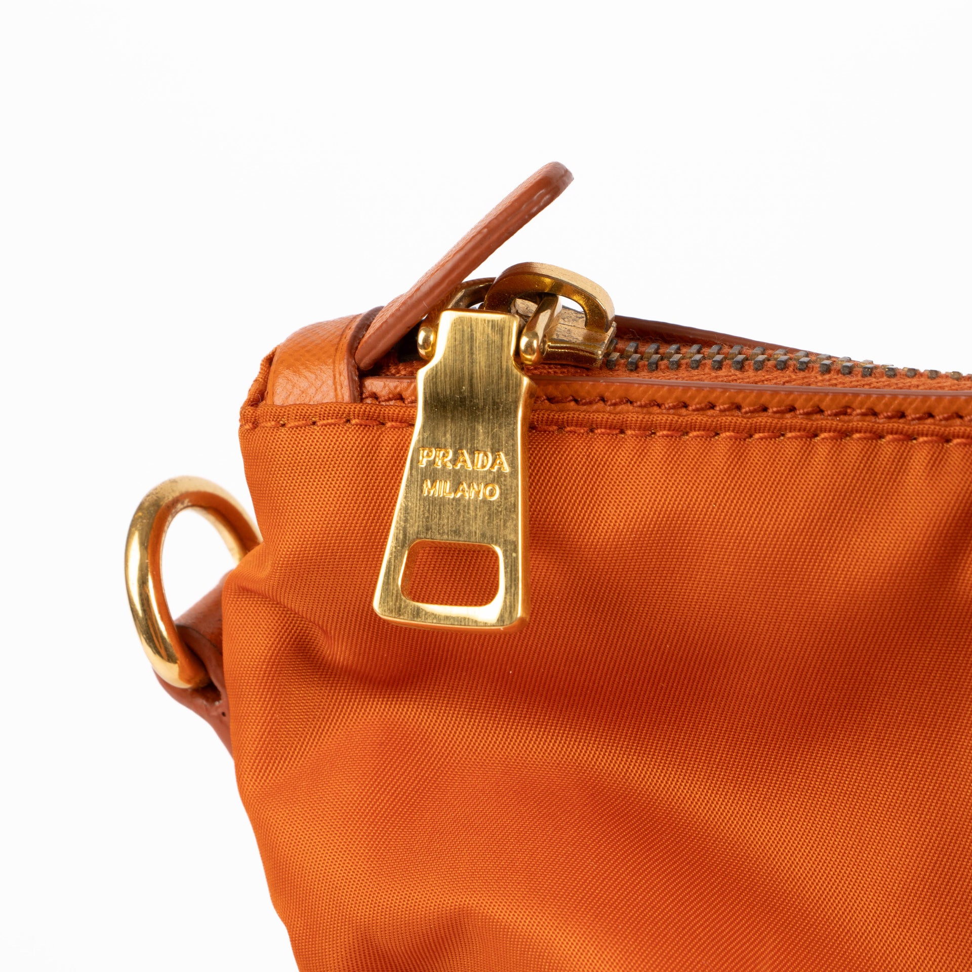 Prada Papaya Nylon/Saffiano Shopping Bag