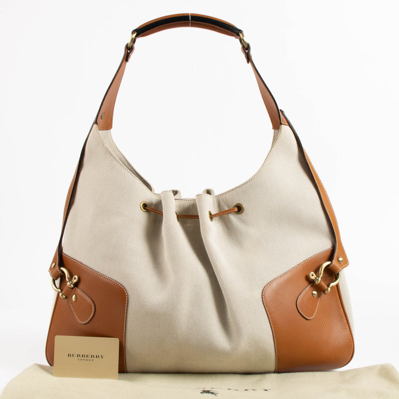 Burberry Beige Canvas Hobo Bag