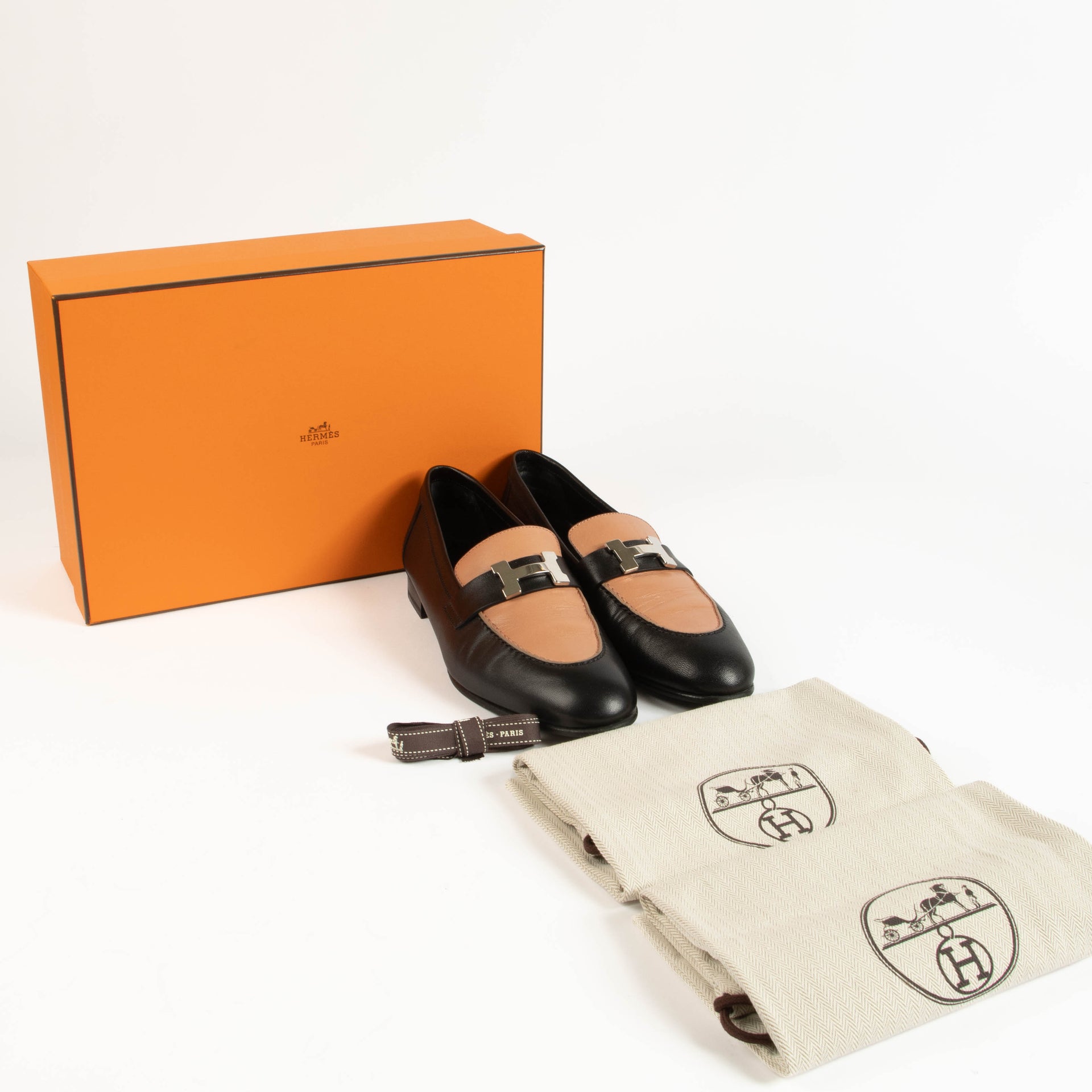 Hermes Black/Rose Jaipur Paris Loafers - Size 37