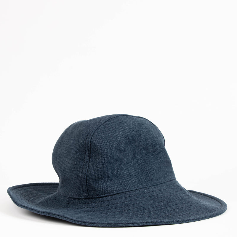 Hermes Dark Petrol Stonewashed Linen Hat