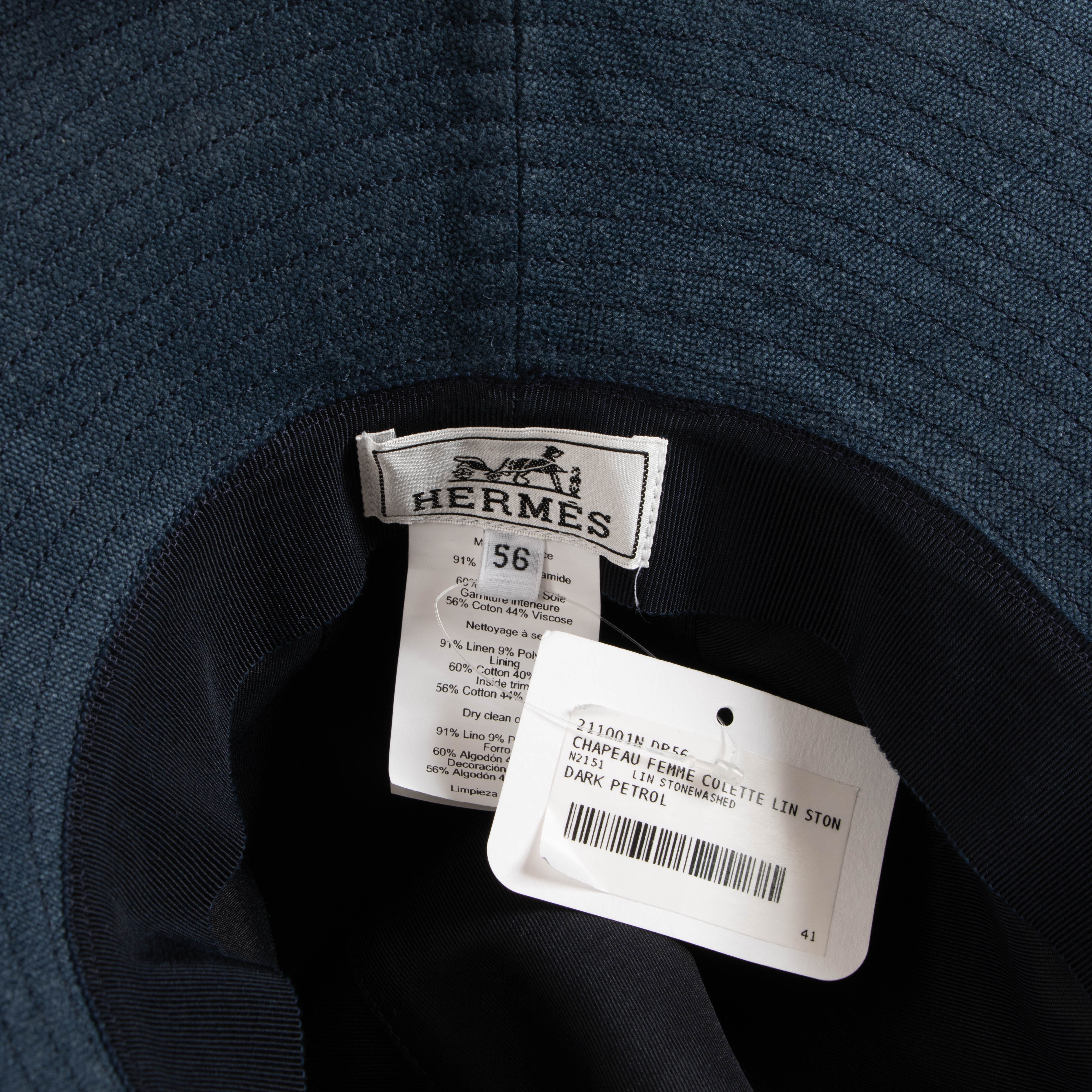 Hermes Dark Petrol Stonewashed Linen Hat – Labellov