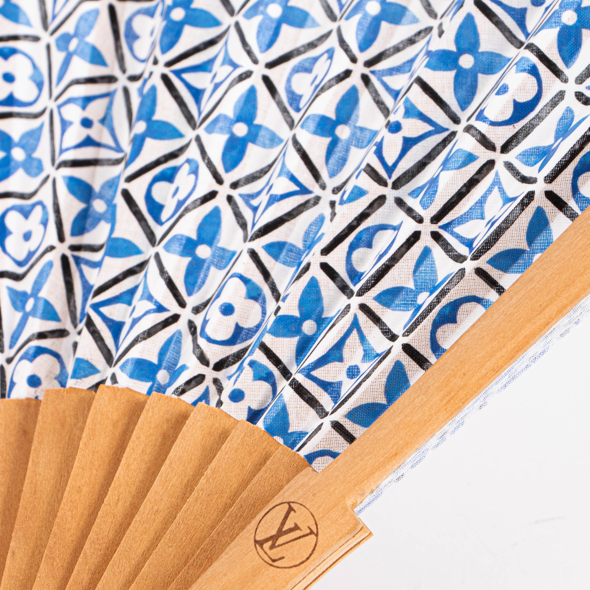 Louis Vuitton By the Pool Blue Monogram Tiles Wood/Cotton Fan