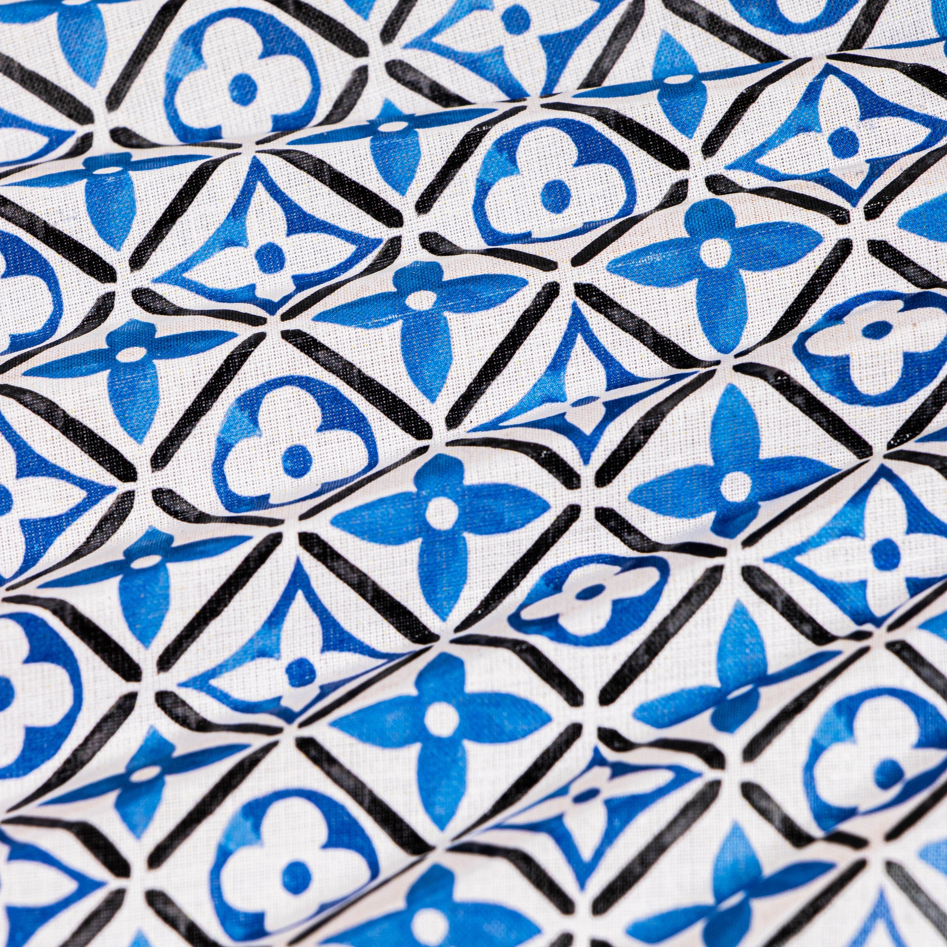 Louis Vuitton By the Pool Blue Monogram Tiles Wood/Cotton Fan