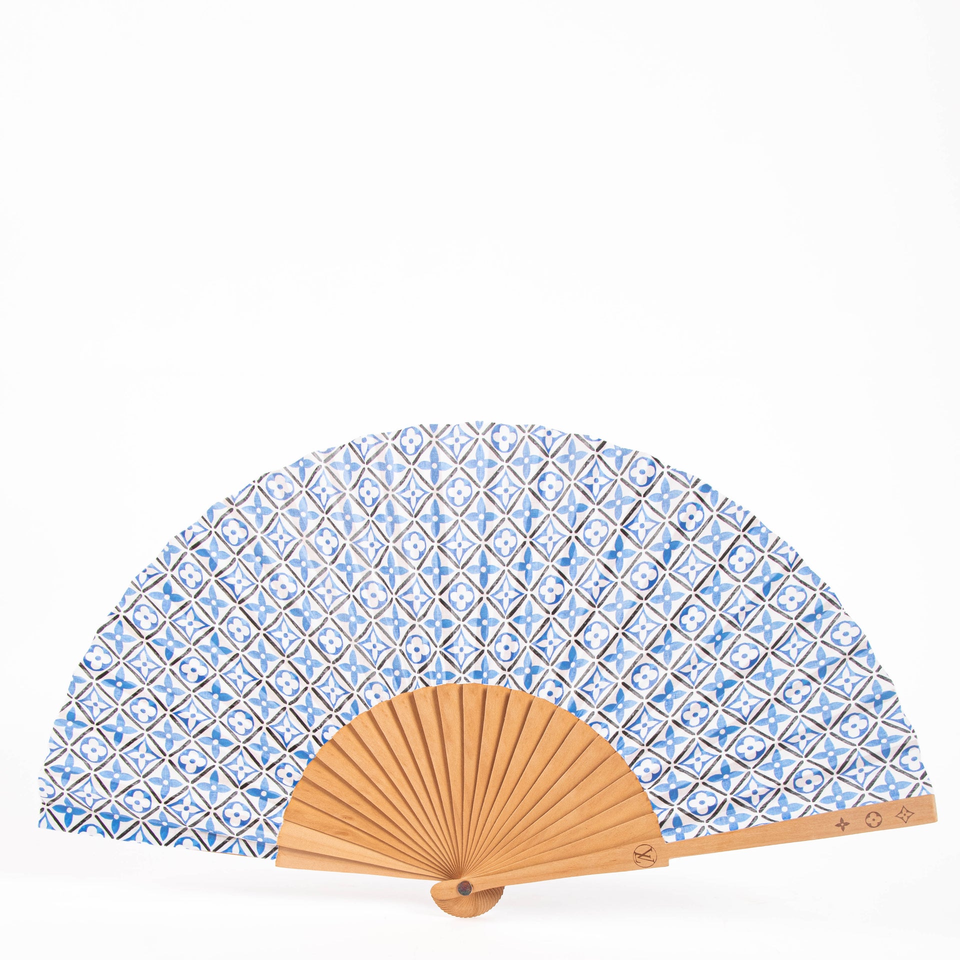 Louis Vuitton By the Pool Blue Monogram Tiles Wood/Cotton Fan