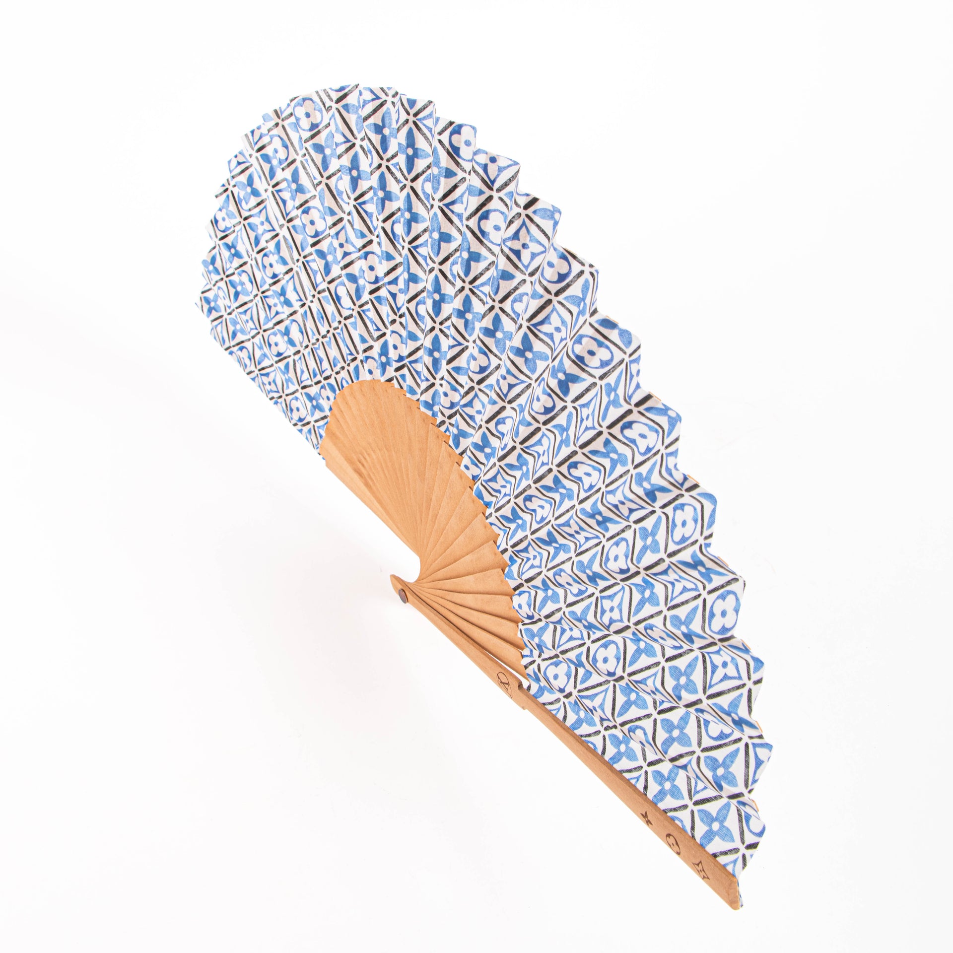 Louis Vuitton By the Pool Blue Monogram Tiles Wood/Cotton Fan