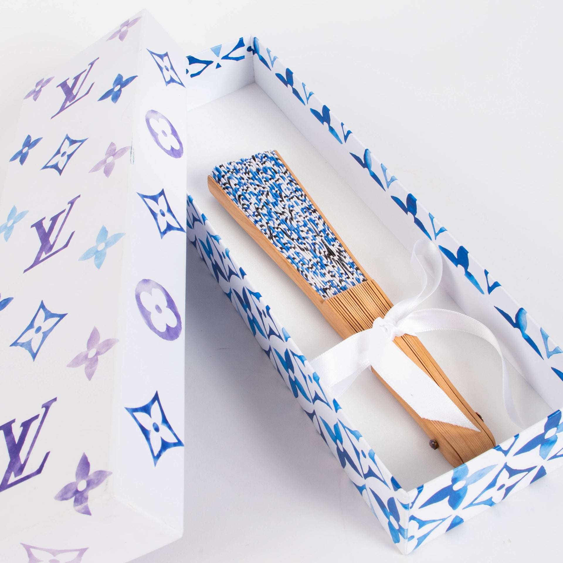 Louis Vuitton By the Pool Blue Monogram Tiles Wood/Cotton Fan