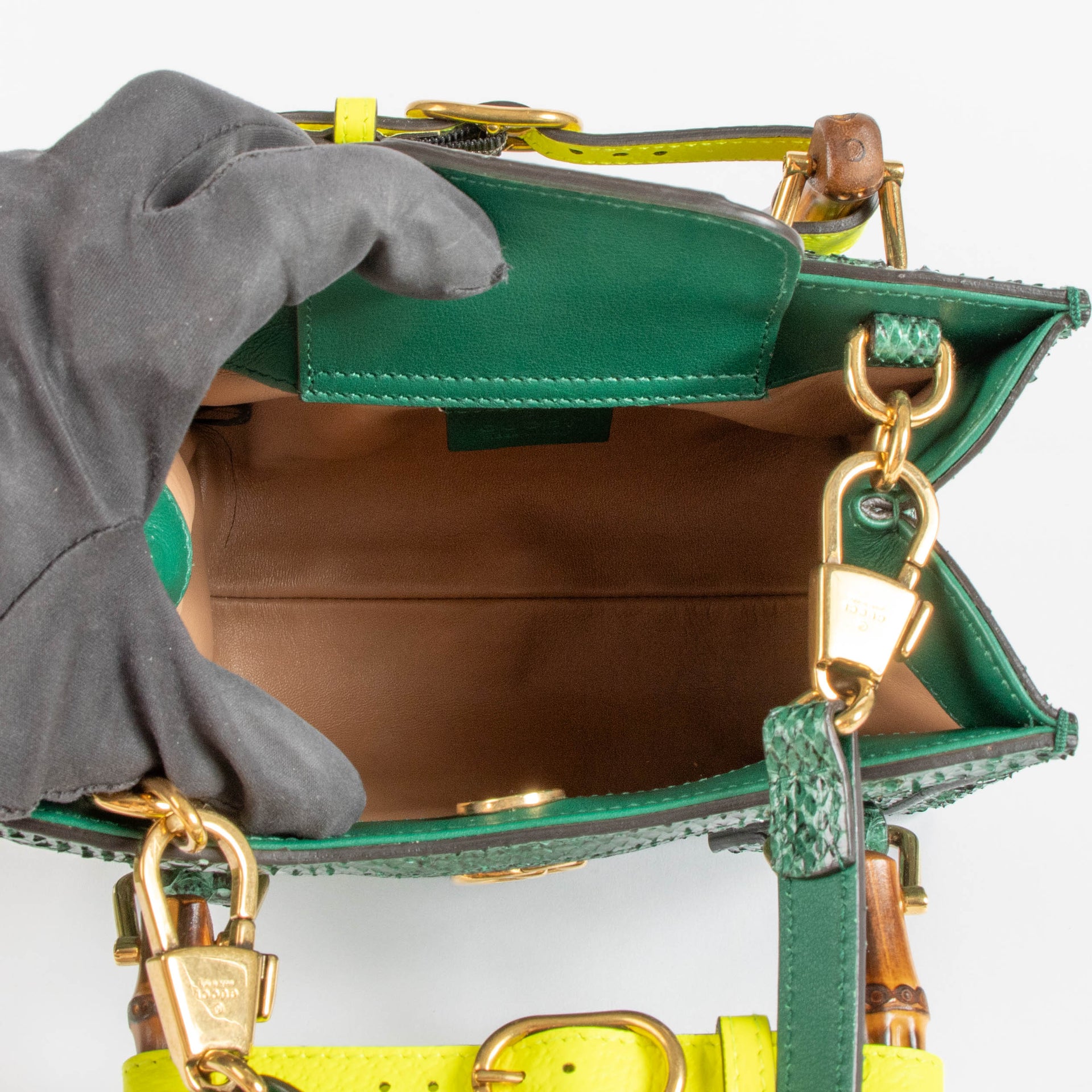Gucci Green Python Small Diana Bag