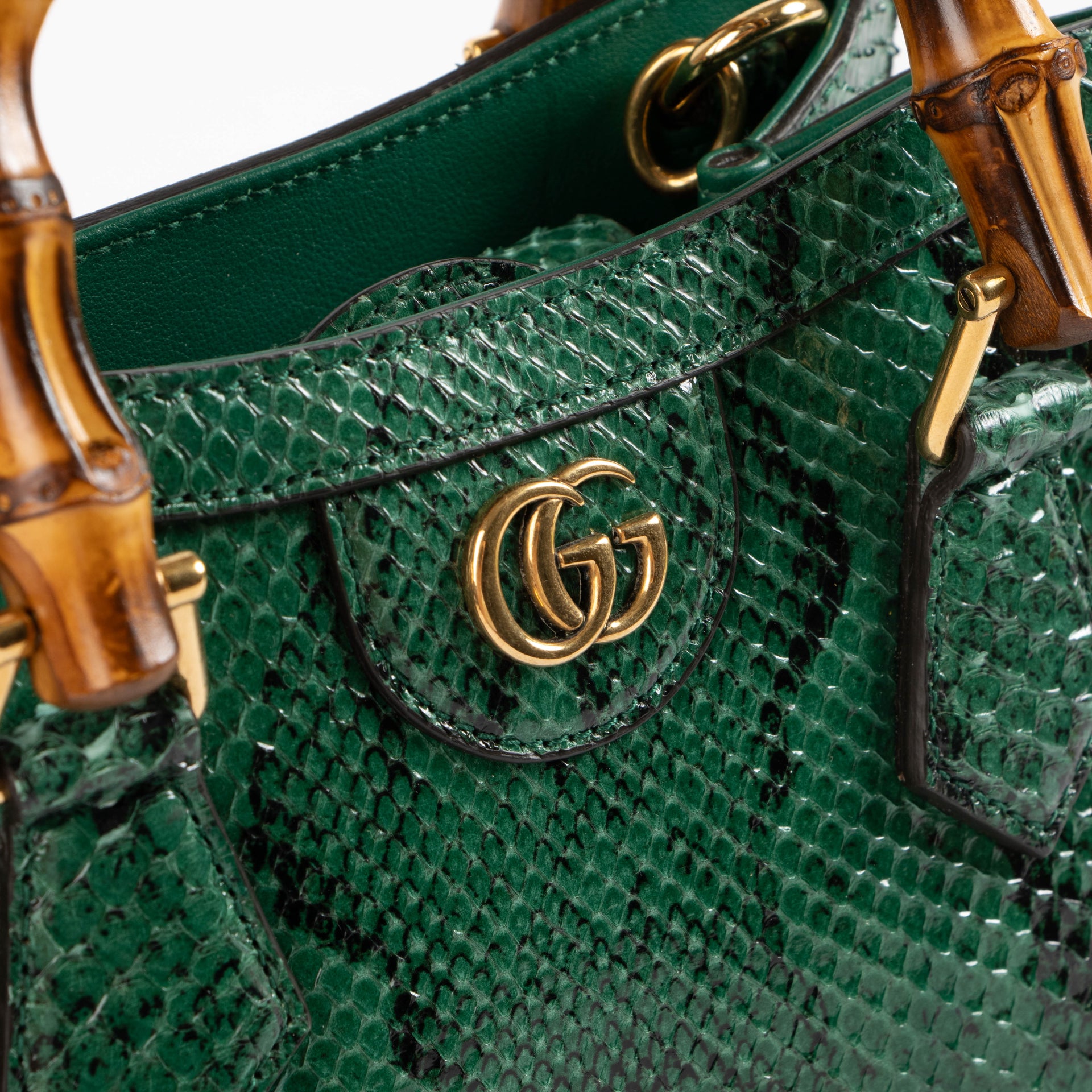 Gucci Green Python Small Diana Bag