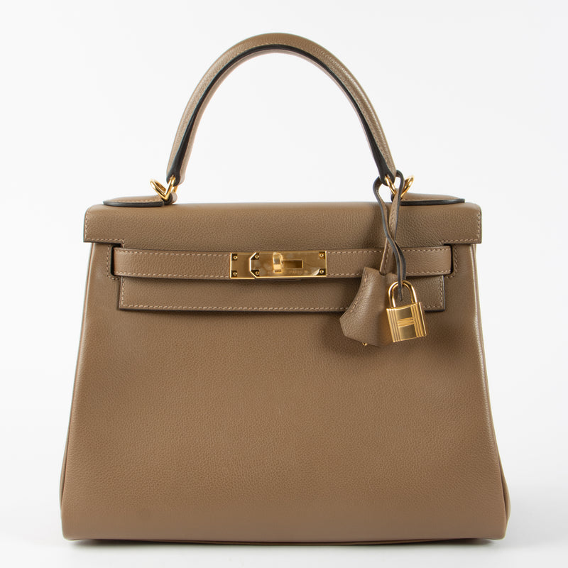 Hermès Kelly 28 Beige De Weimar Evercolor GHW