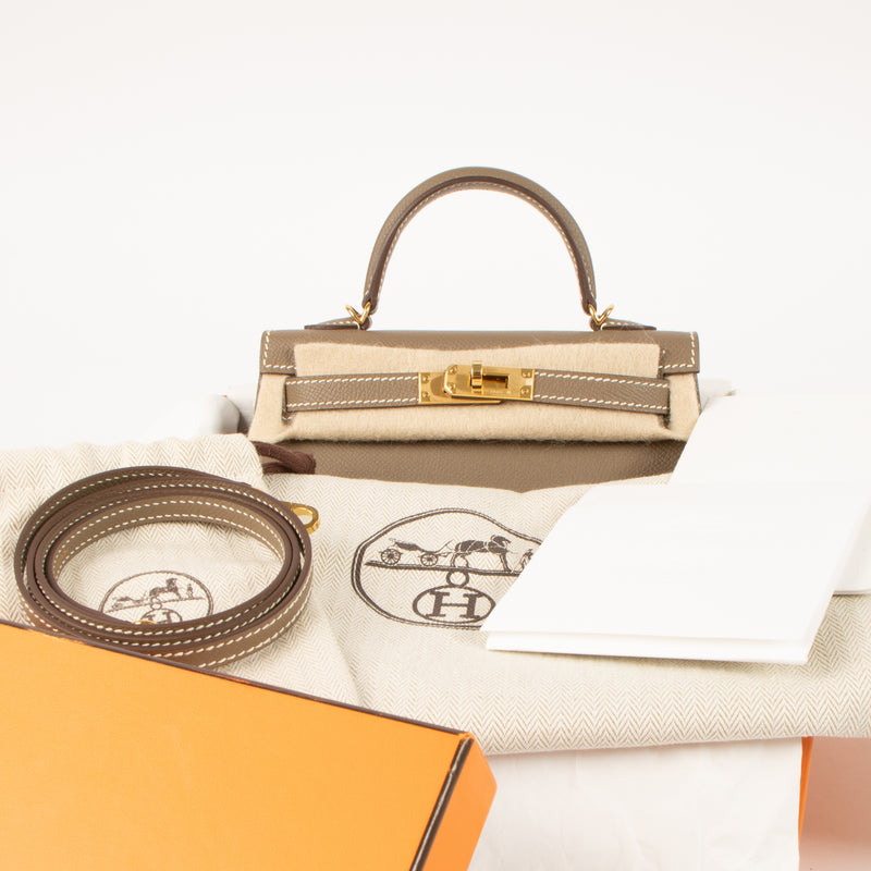 Hermes Kelly Mini II Etoupe Epsom GHW