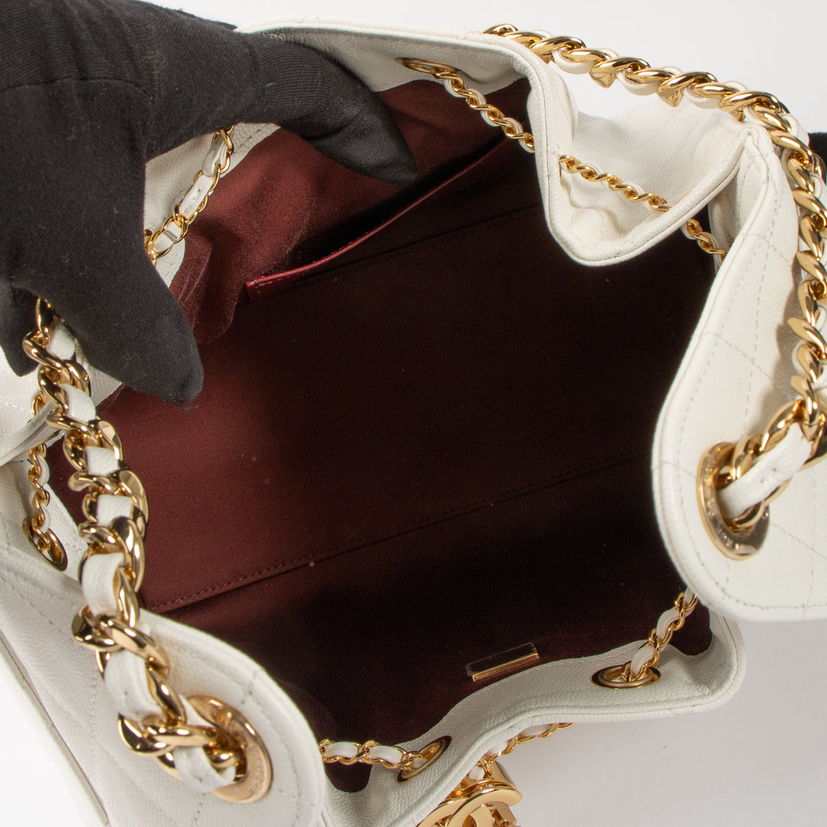 Shop this authentic Chanel White Caviar Chanel 25 Small Bag pre-loved on Labellov.com