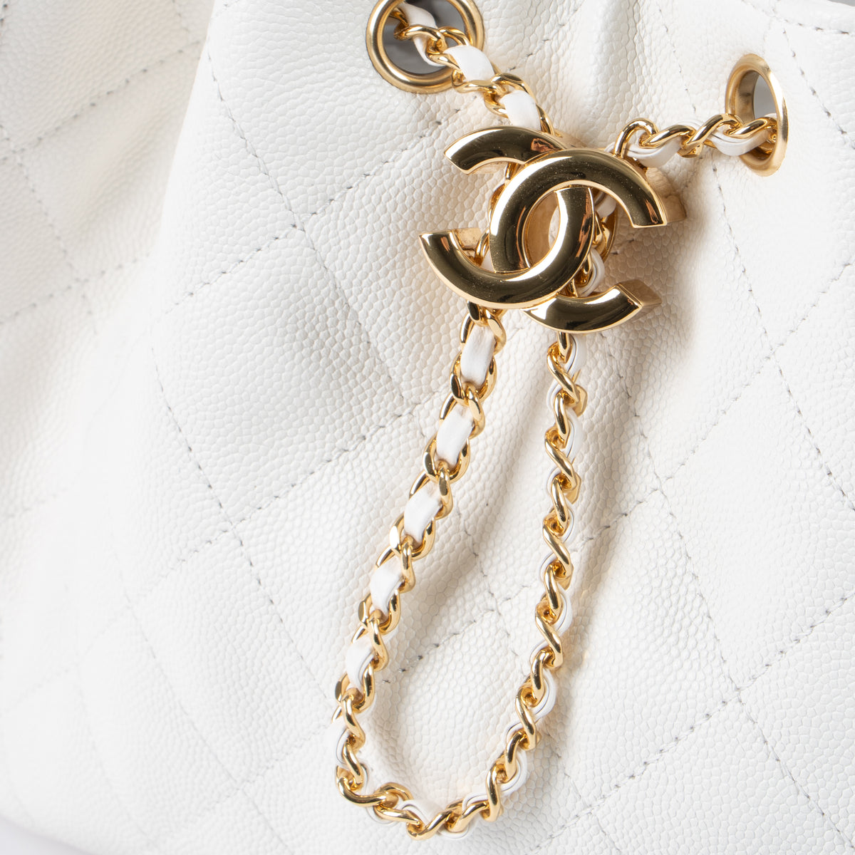 Shop this authentic Chanel White Caviar Chanel 25 Small Bag pre-loved on Labellov.com