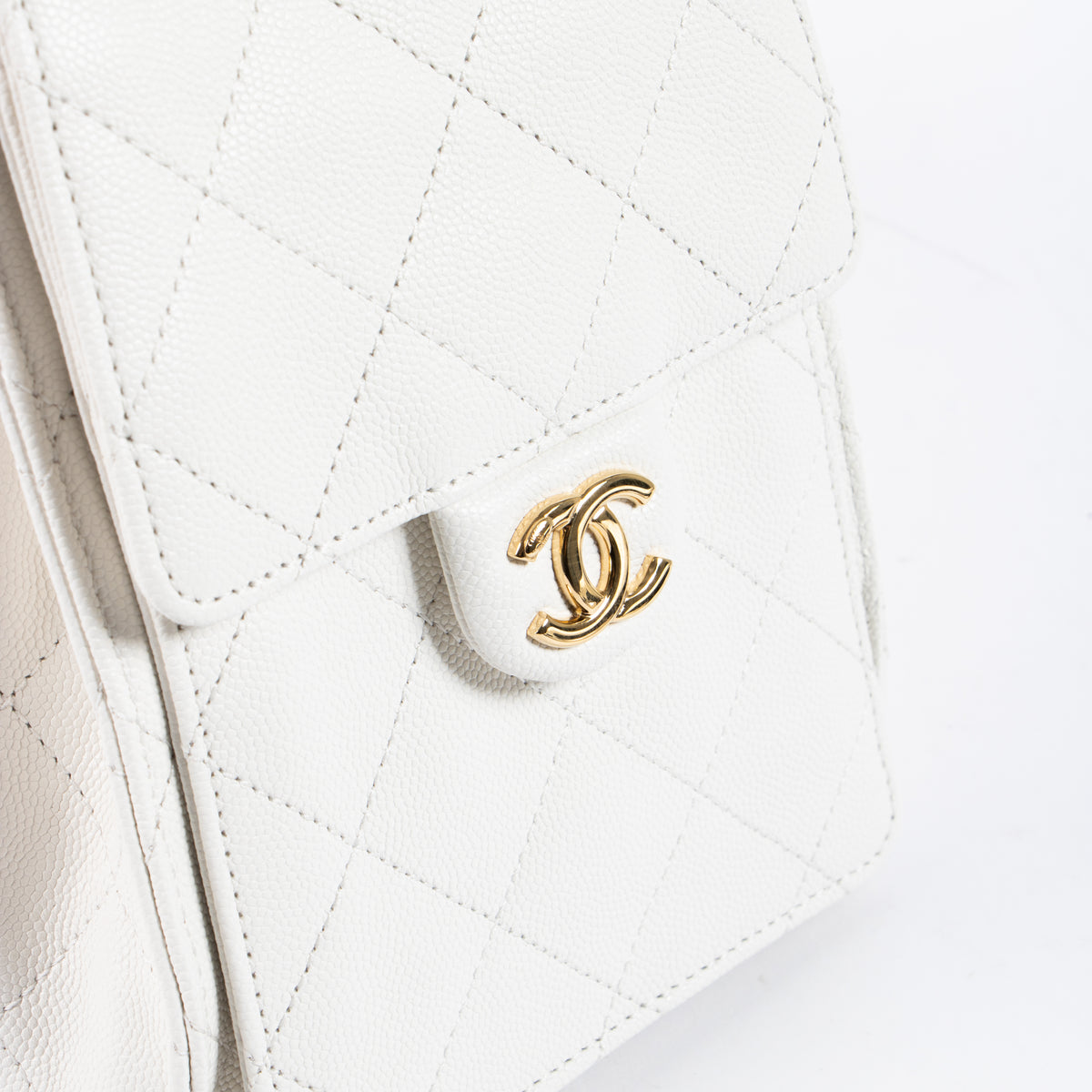 Shop this authentic Chanel White Caviar Chanel 25 Small Bag pre-loved on Labellov.com