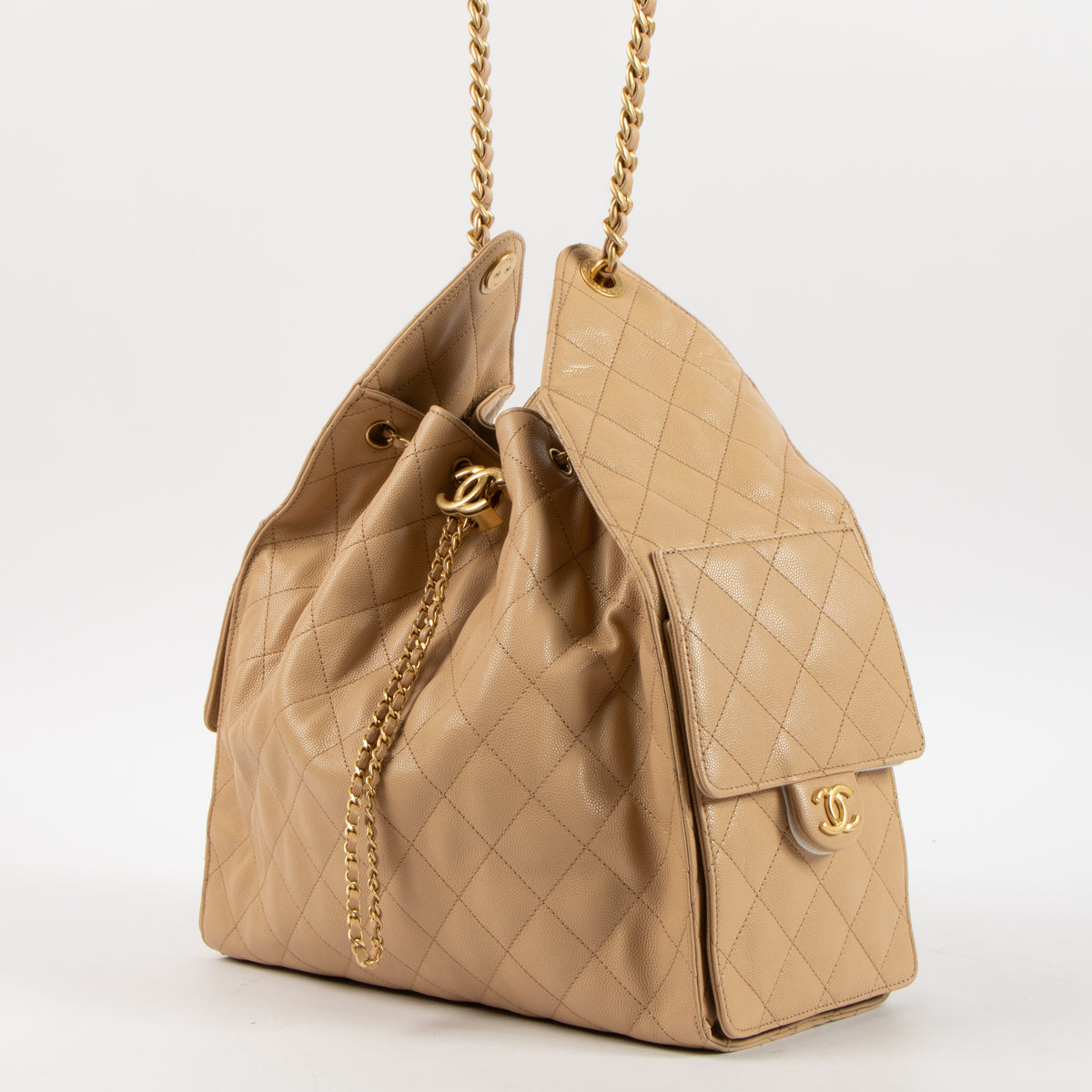 Chanel Beige Caviar Chanel 25 Medium Bag