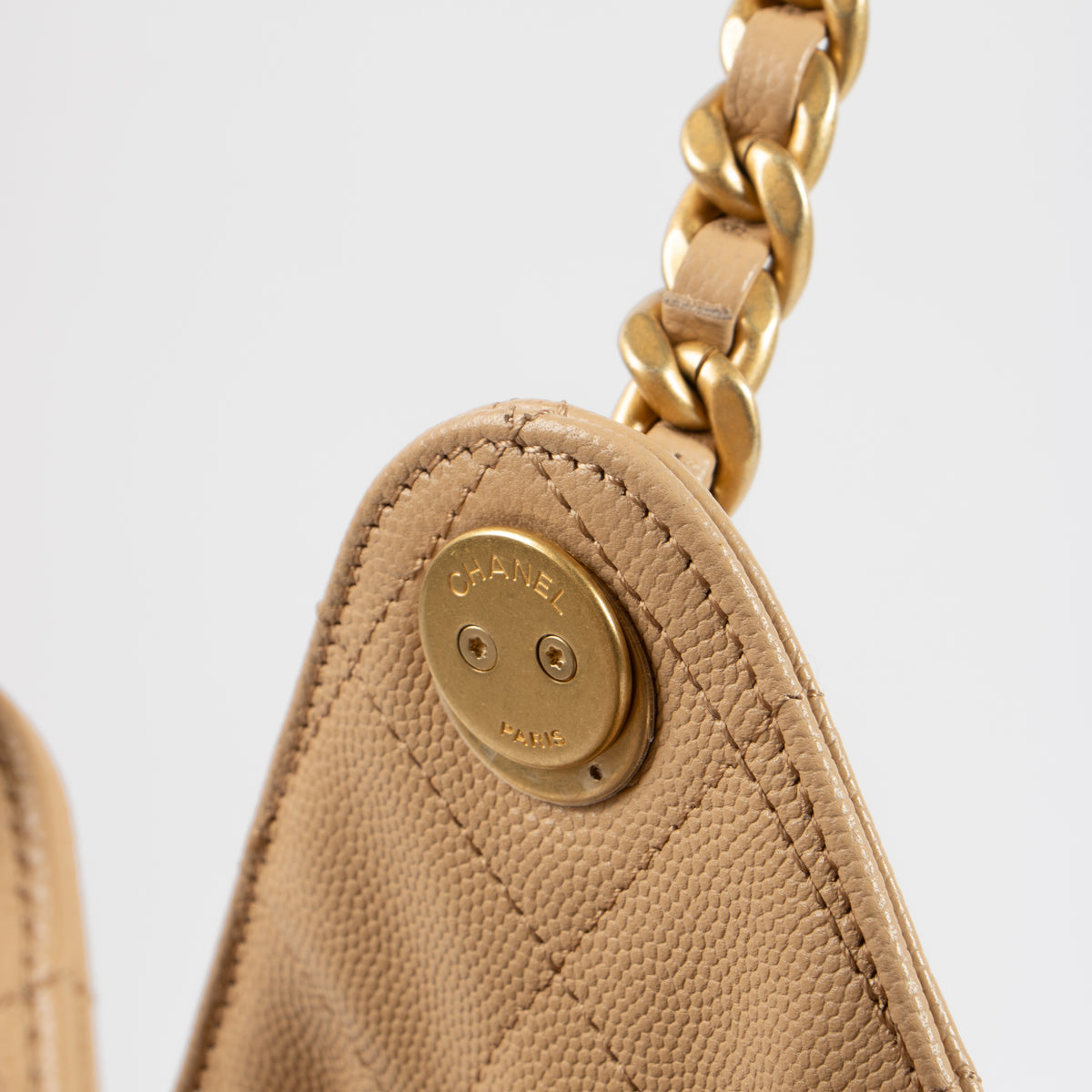 Chanel Beige Caviar Chanel 25 Medium Bag