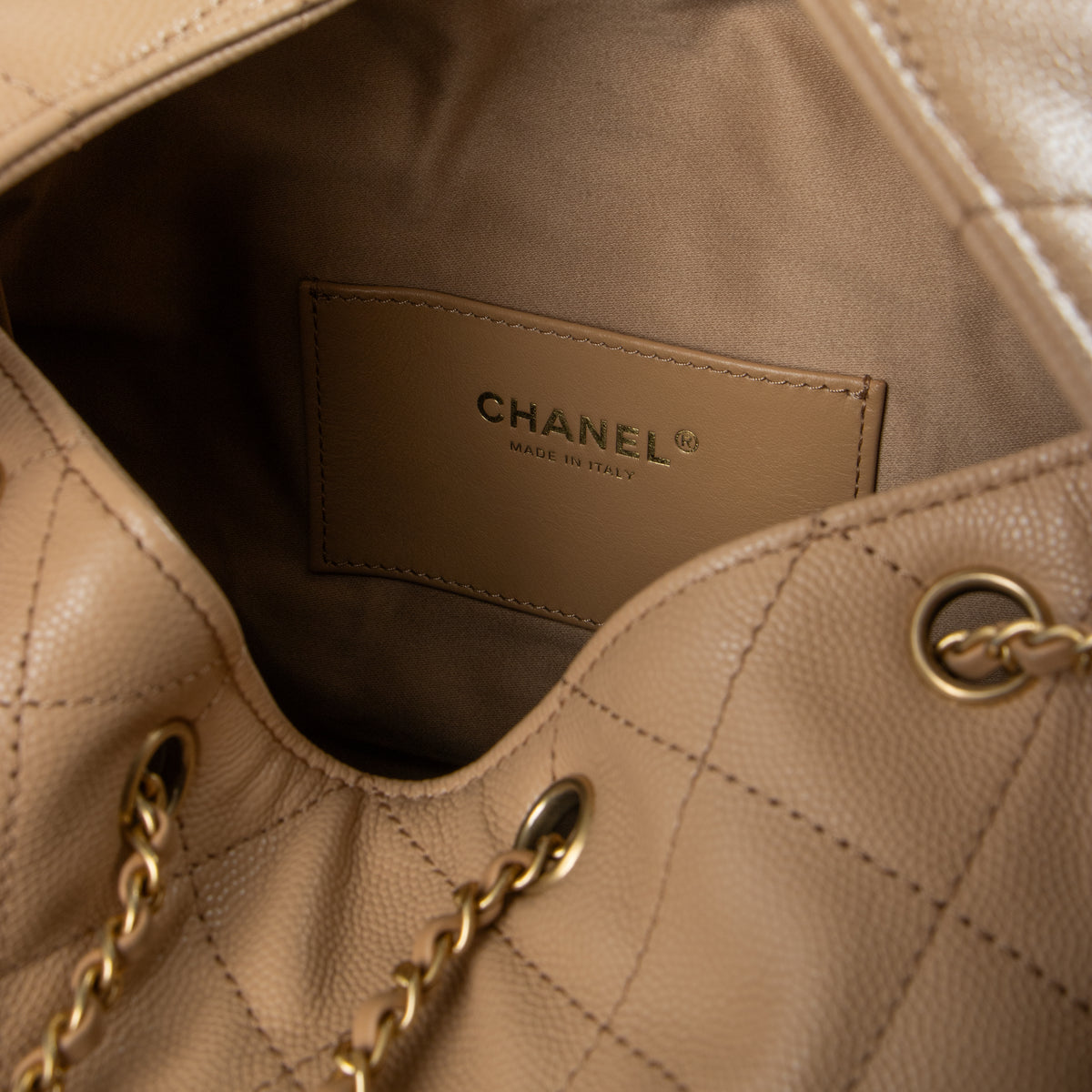 Chanel Beige Caviar Chanel 25 Medium Bag