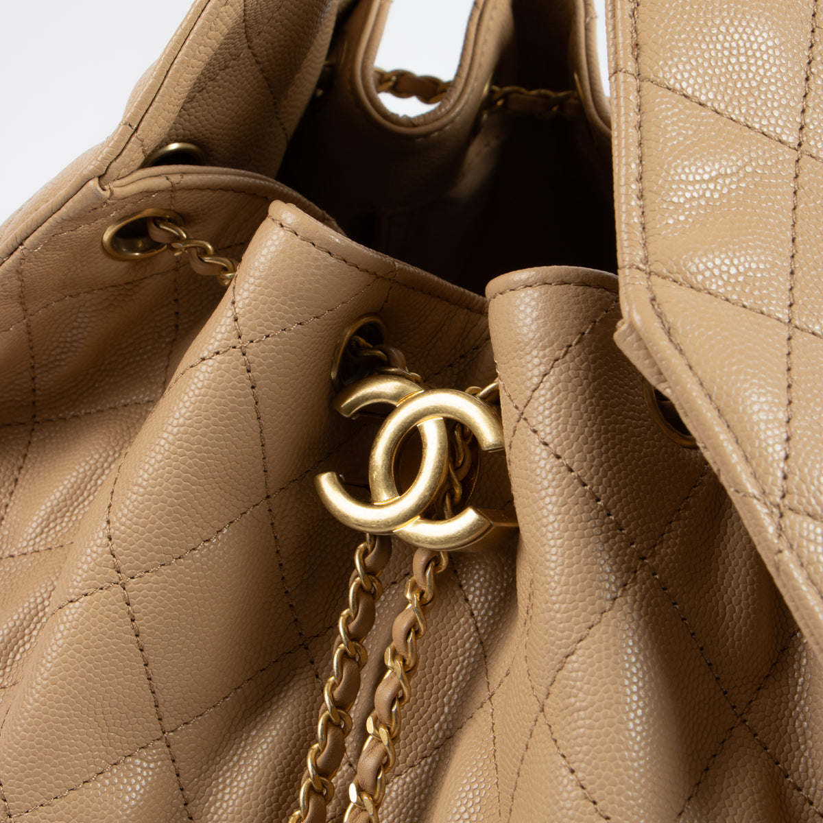 Chanel Beige Caviar Chanel 25 Medium Bag