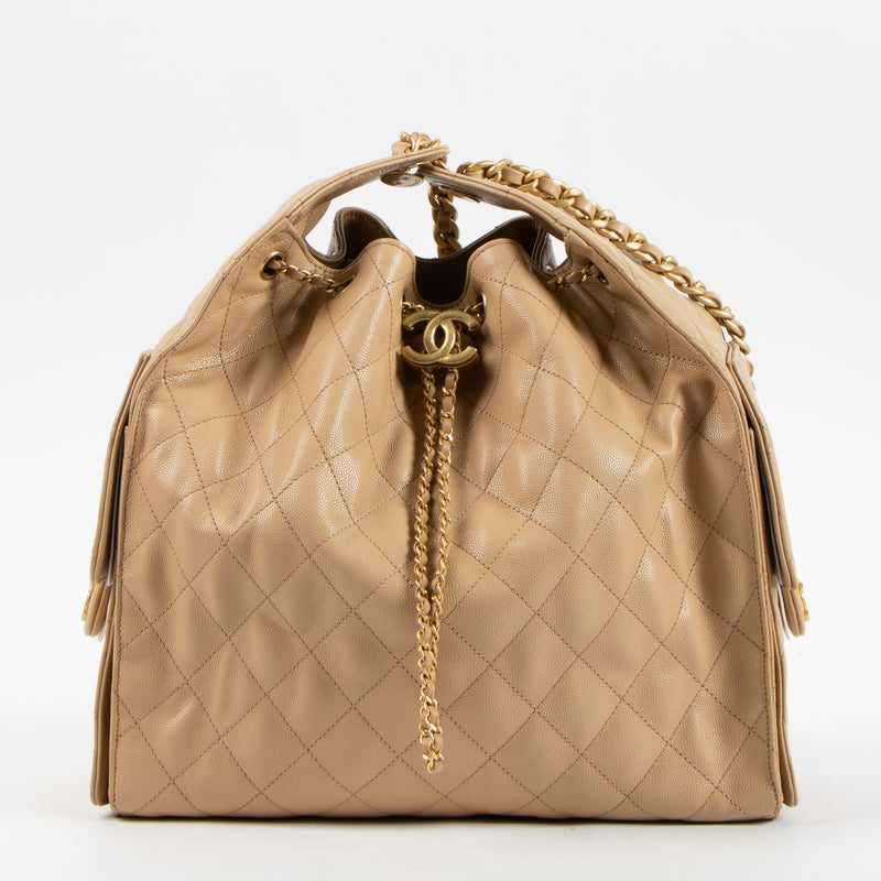 Chanel Beige Caviar Chanel 25 Medium Bag