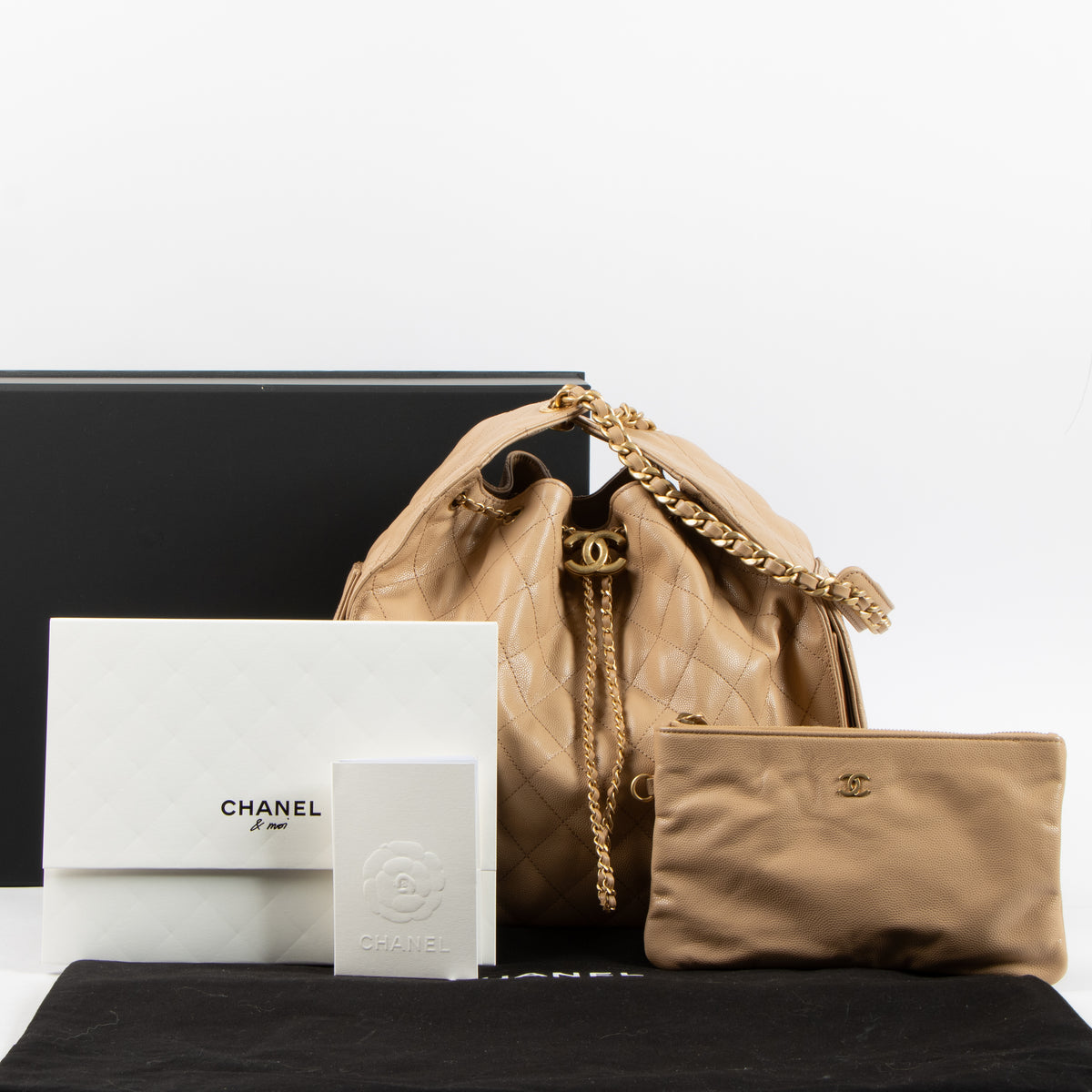 Chanel Beige Caviar Chanel 25 Medium Bag