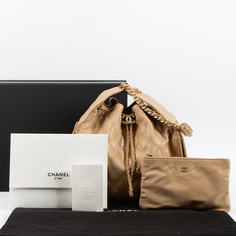 Chanel Beige Caviar Chanel 25 Medium Bag