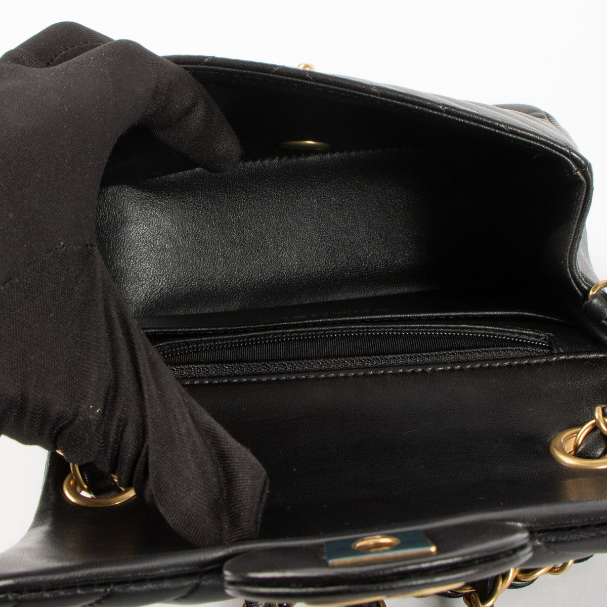 Chanel Black Lambskin Chevron Mini Square Classic Bag