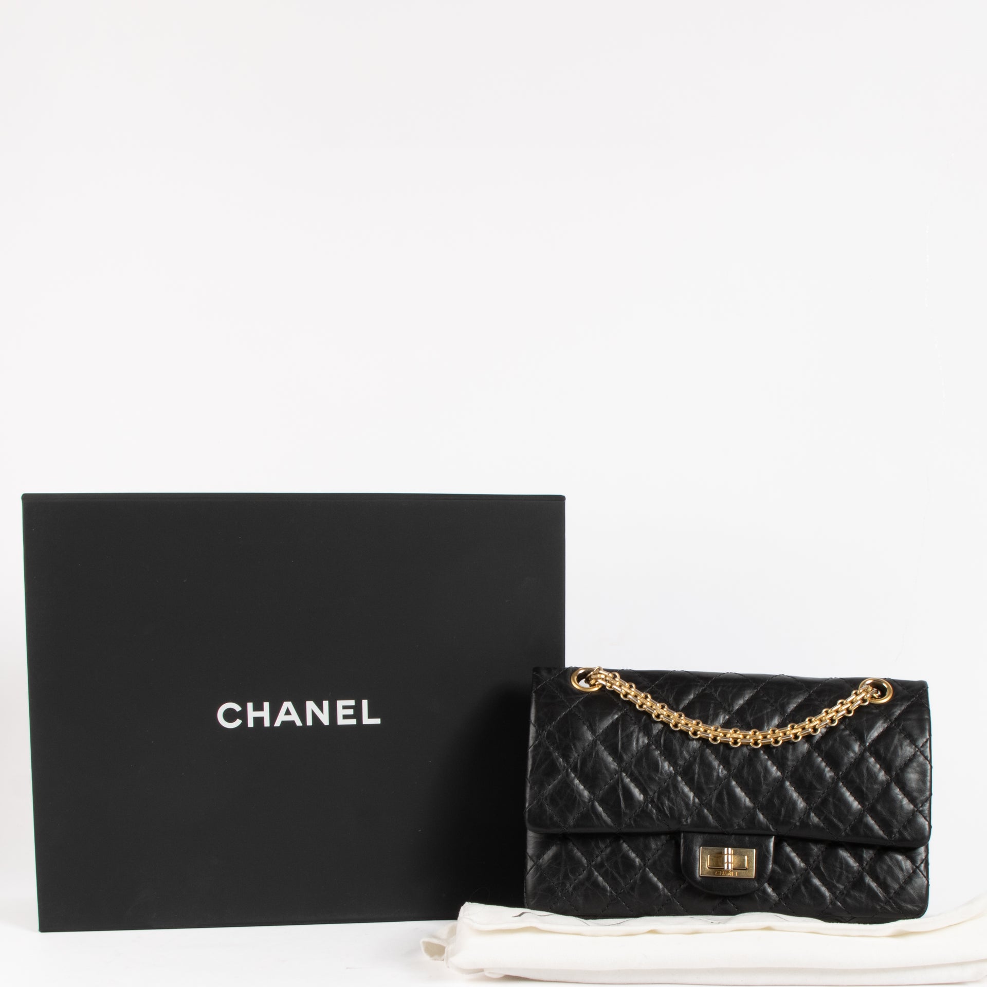 Chanel Black Aged Calfskin Medium Reissue 2.55 Bag